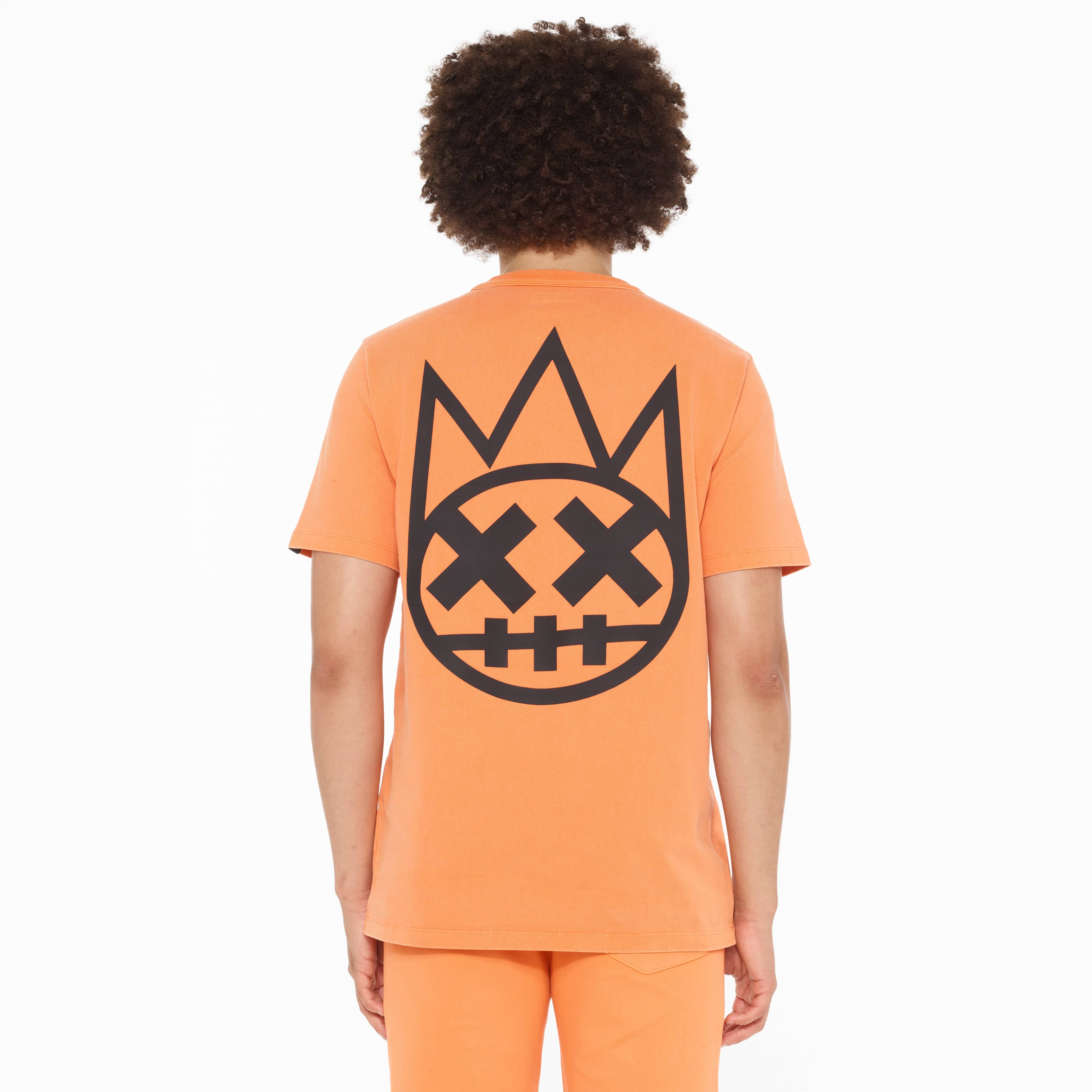 Cult's Heavyweight Short Sleeve Crew Neck Tee "Shimuchan" Logo in Orange