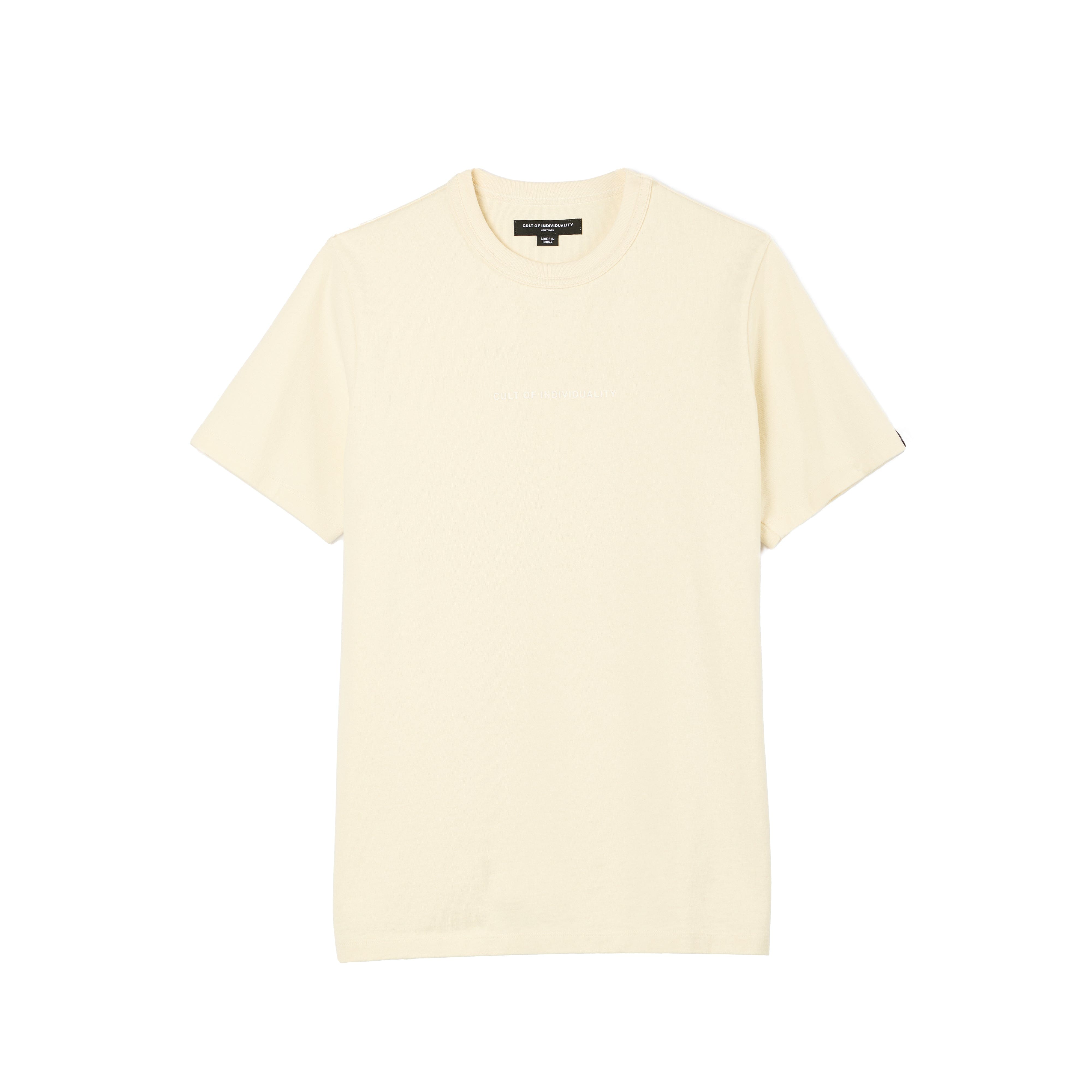 Cult's Heavyweight Short Sleeve Crew Neck Tee "Shimuchan" Logo in Winter White