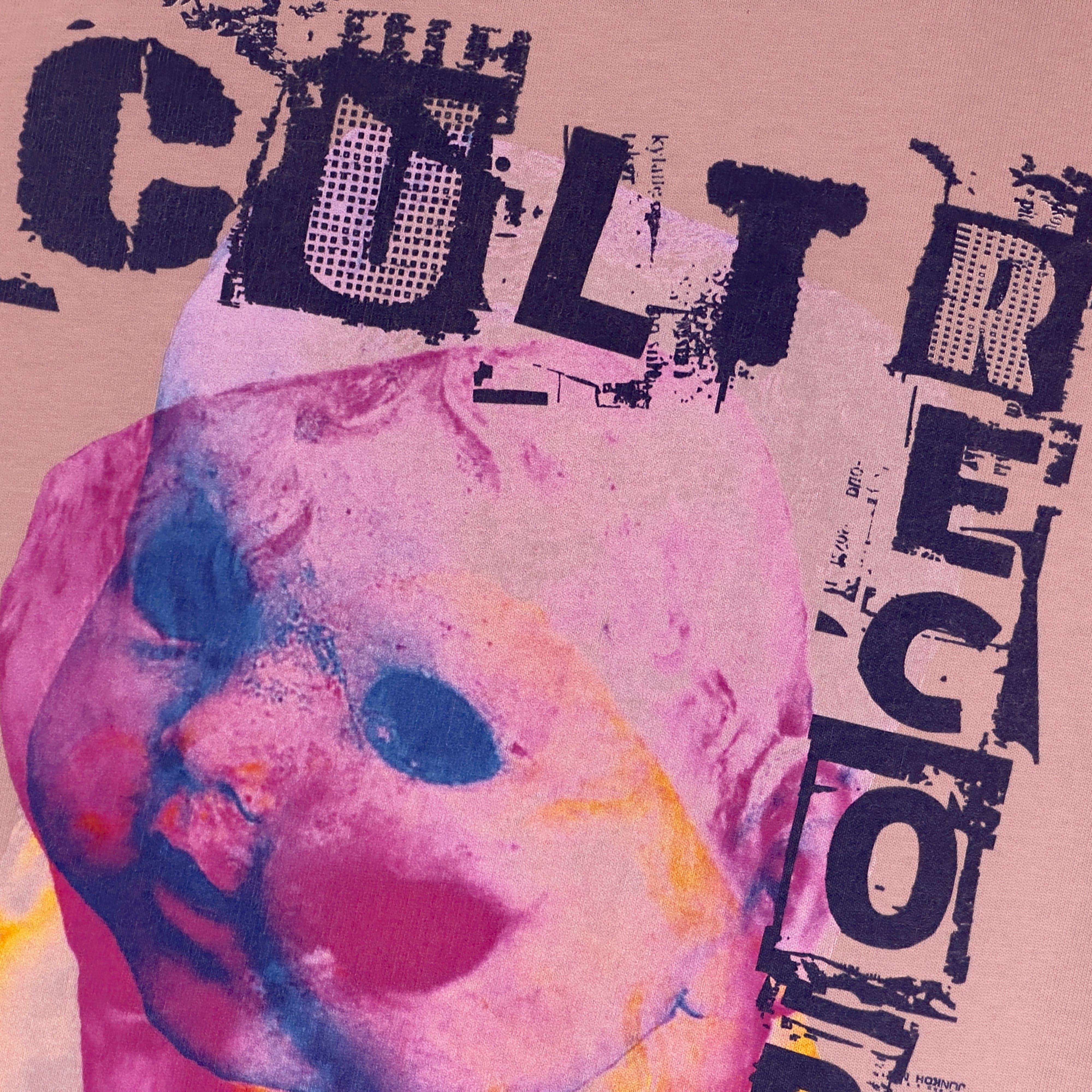 Cult's Heavyweight Short Sleeve Crew Neck Tee "Cult Records" in Silver Pink
