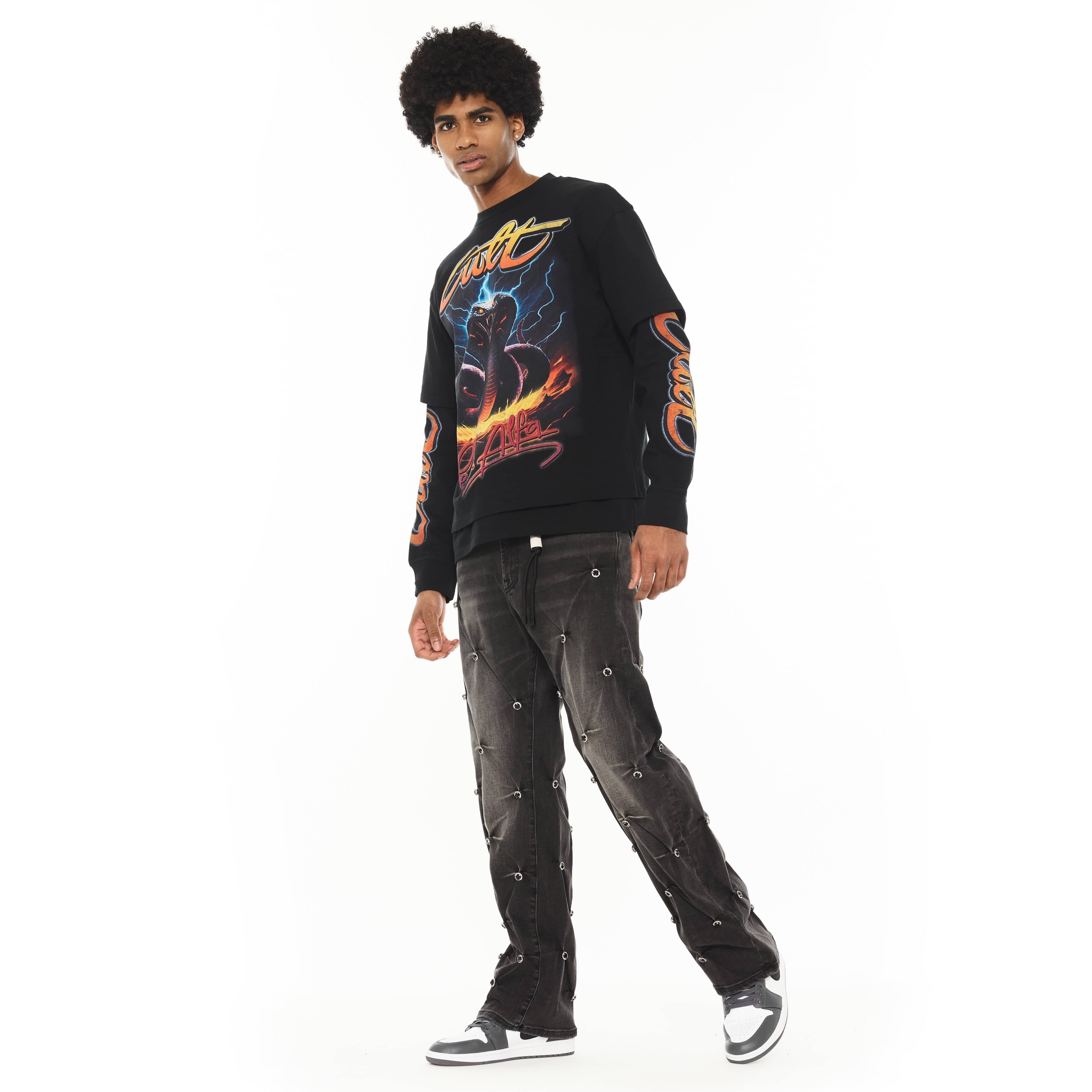 Cult x El Alfa Premium Long Sleeve Thermal Shirt "Cobra" in Black