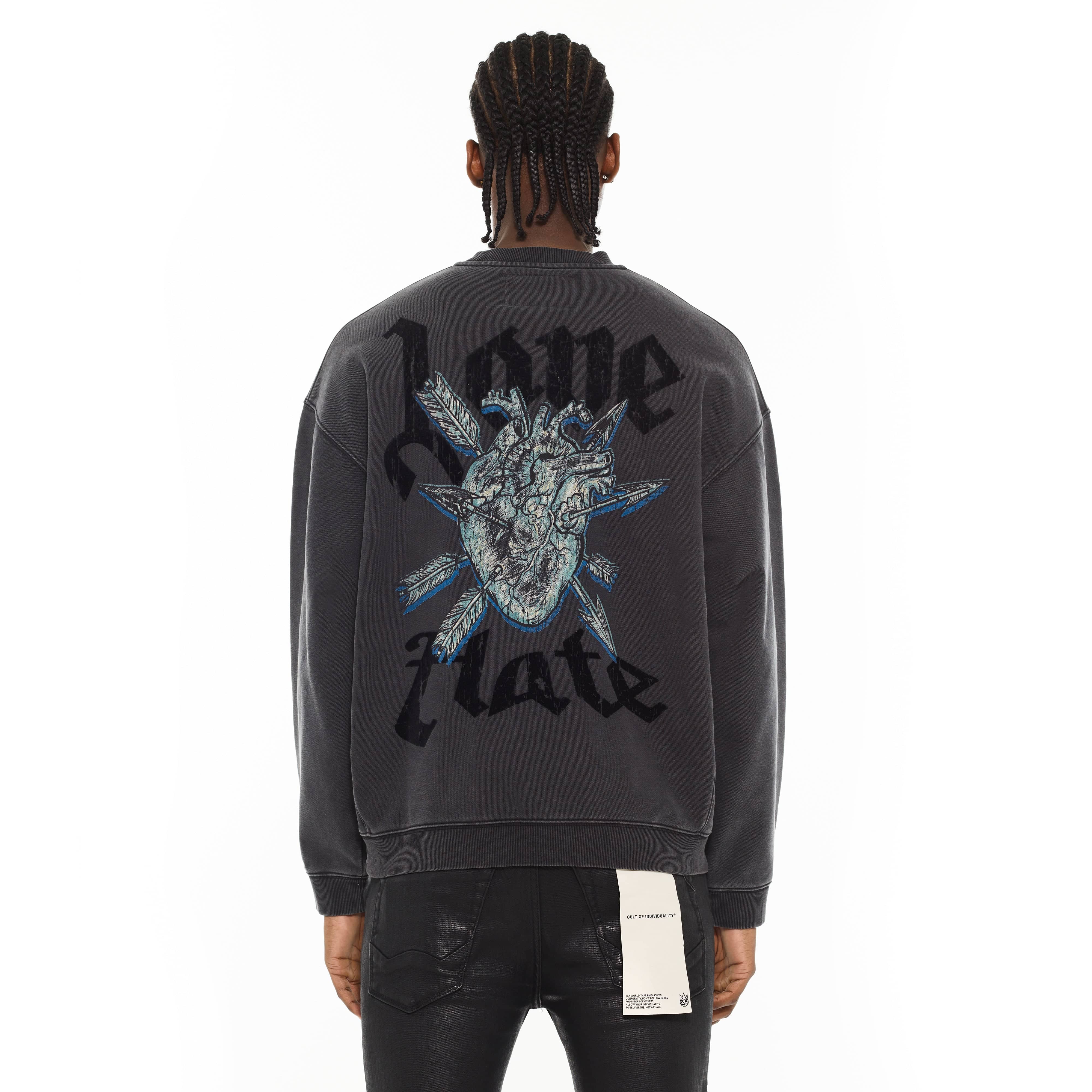 Cult's Novelty Fleece Crew Sweatshirt in Vintage Charcoal
