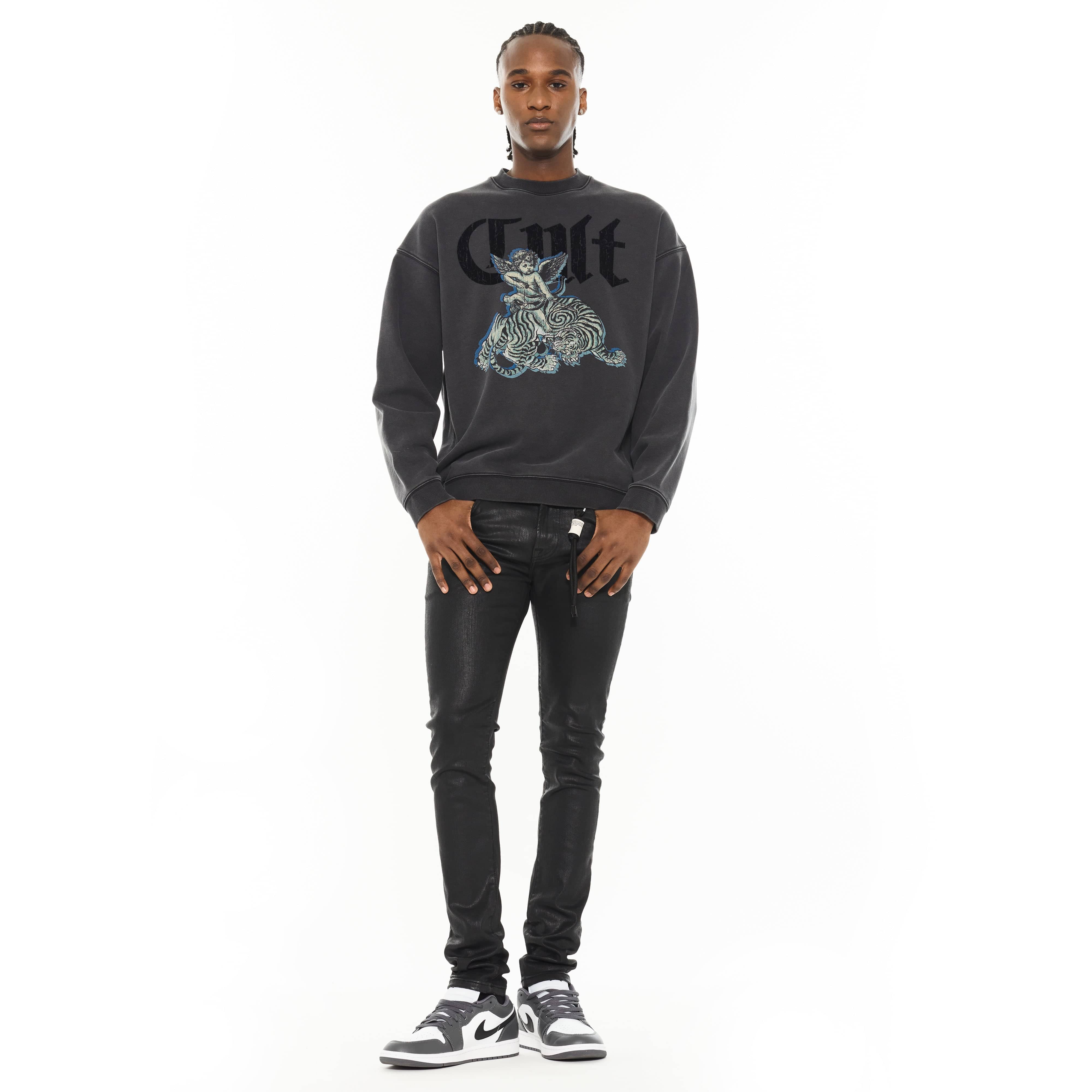 Cult's Novelty Fleece Crew Sweatshirt in Vintage Charcoal