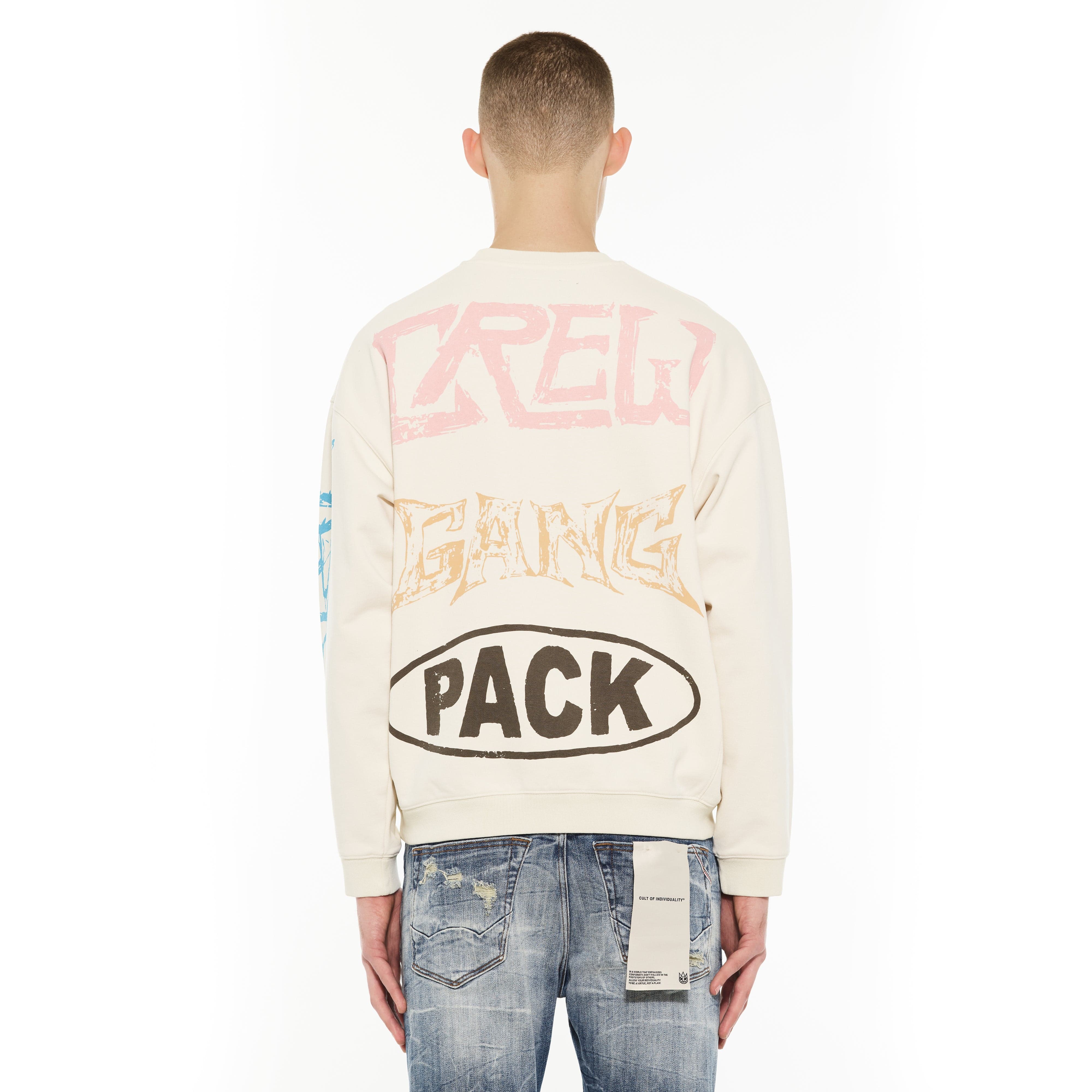 Cult's Novelty Fleece Crew Sweatshirt in Winter White