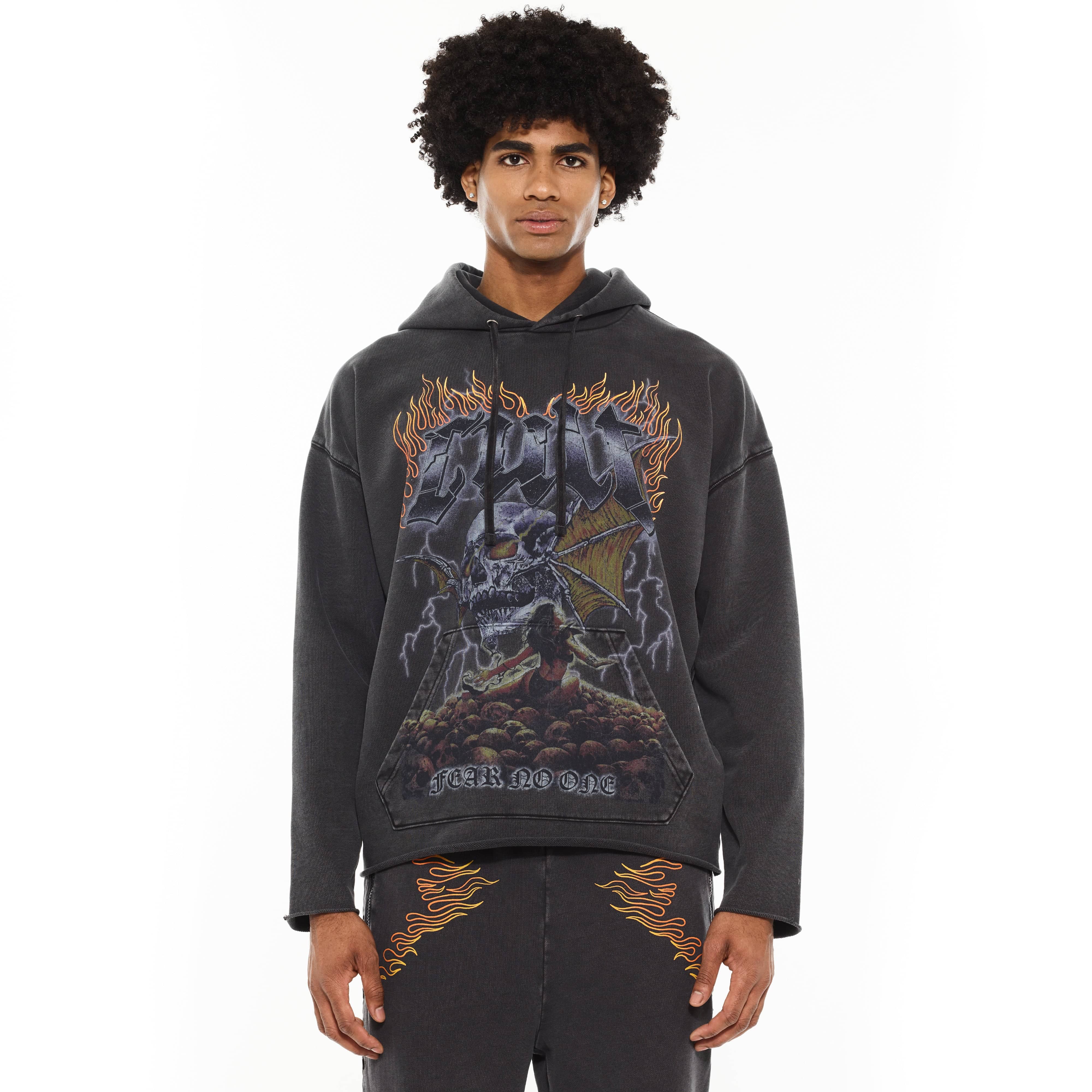 Cult's Pullover Novelty Hoody in Vintage Charcoal