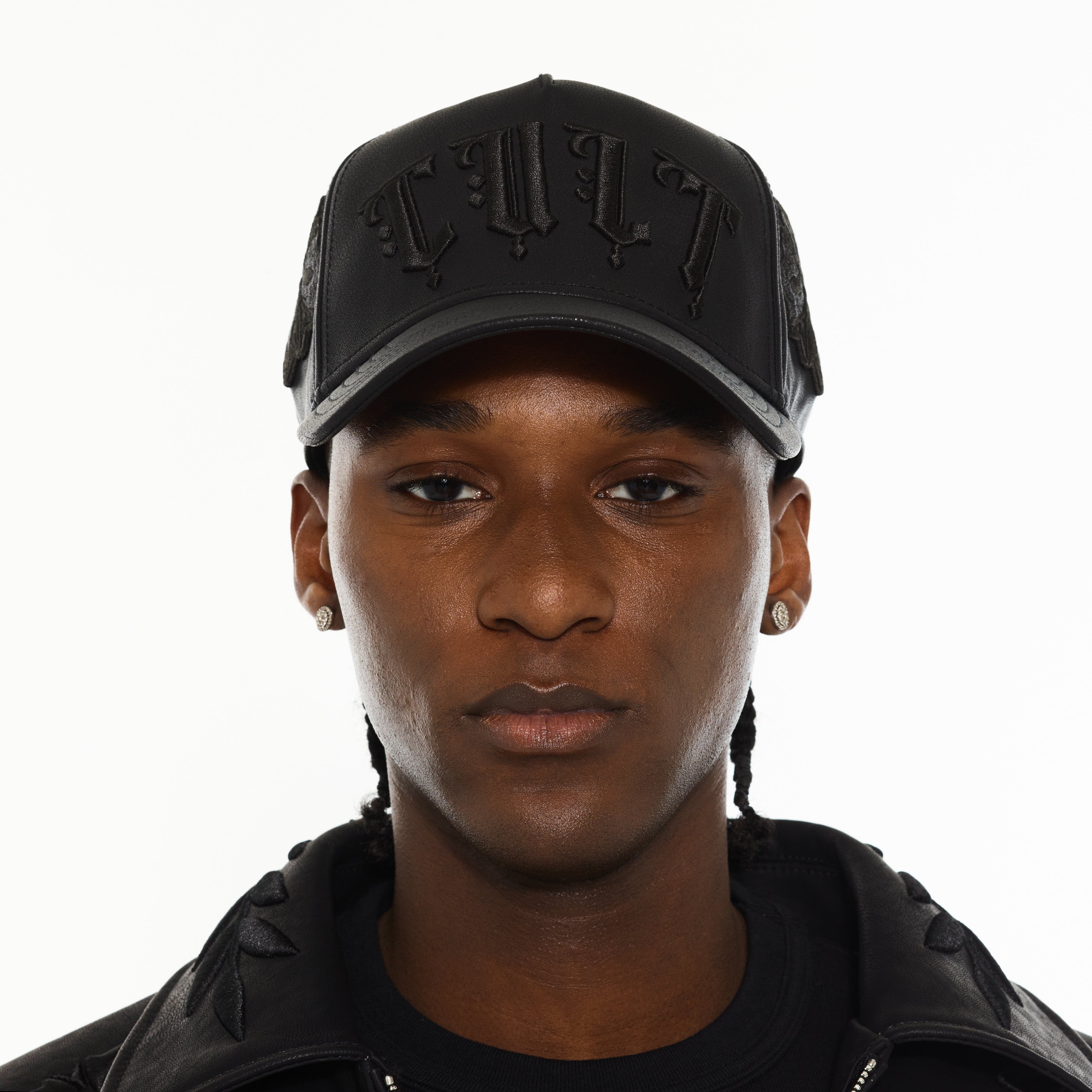 Cult's Cult X El Alfa Logo 5 Panel A Frame Trucker Hat "Flower" in Black