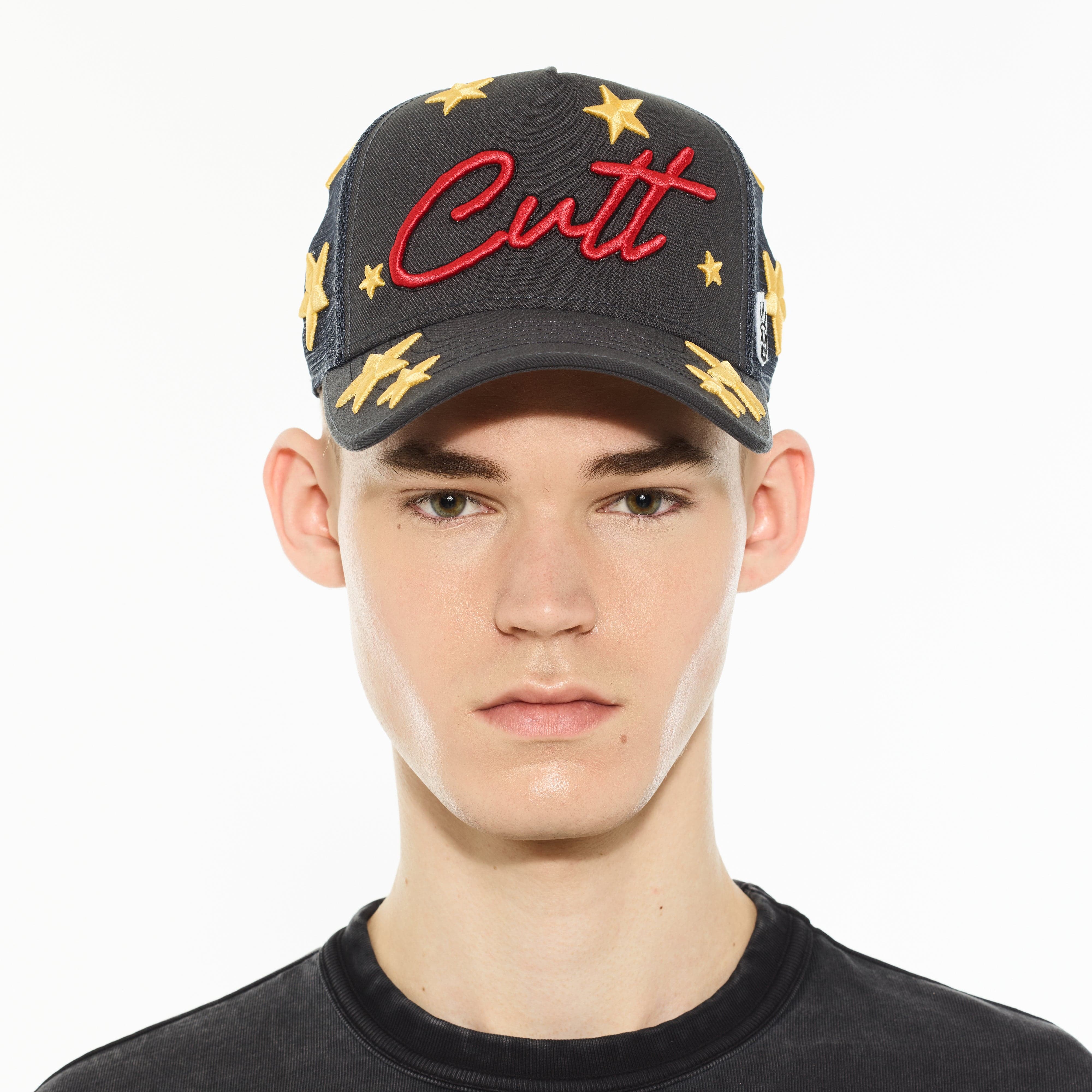 Cult's Logo Mesh Back Trucker Hat "Cherubs" in Steel