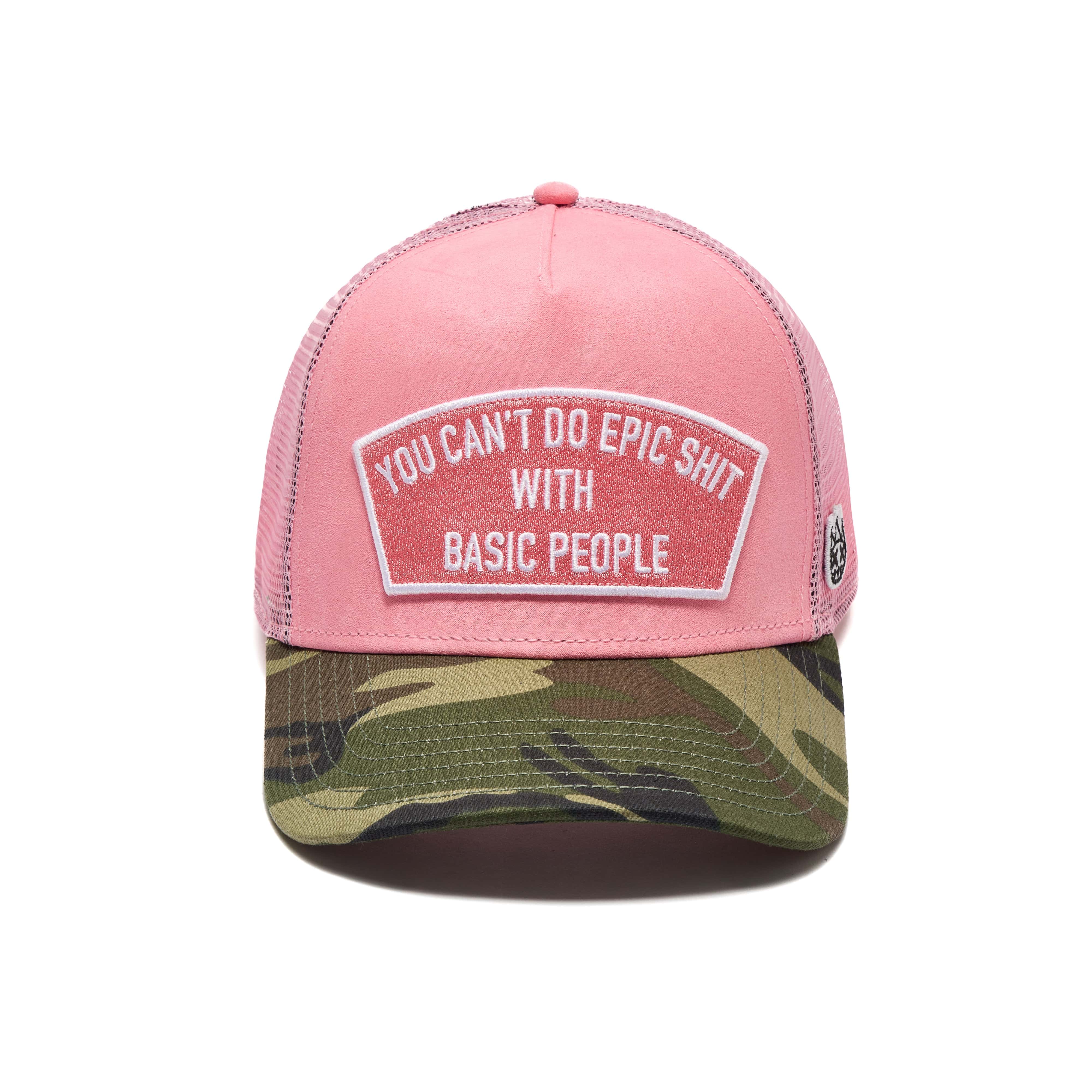 Cult's Logo Mesh Back Trucker Hat "Cant Do Epic Shit" in Geranium Pink