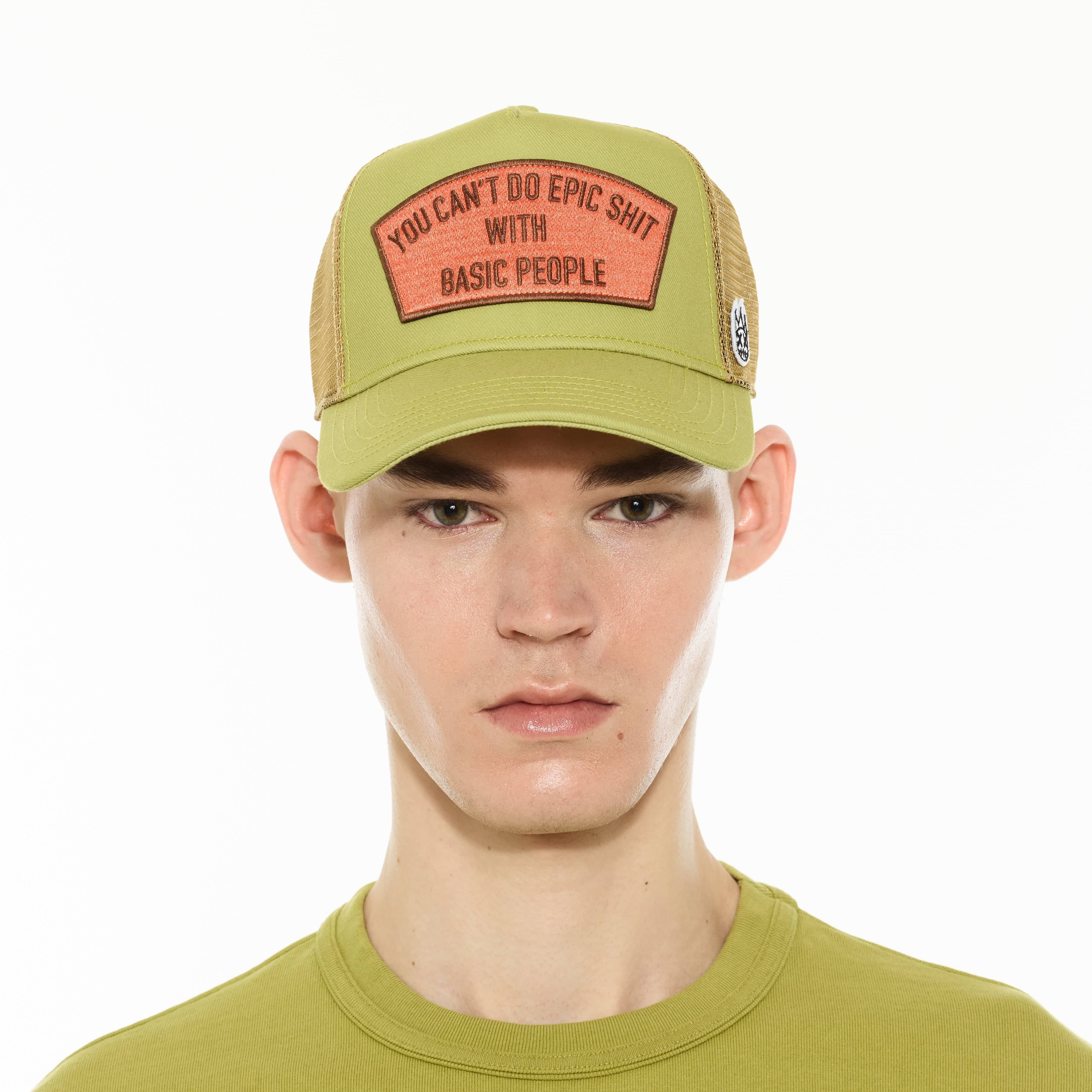 Cult's Logo Mesh Back Trucker Hat "Cant Do Epic Shit" in Green Oasis