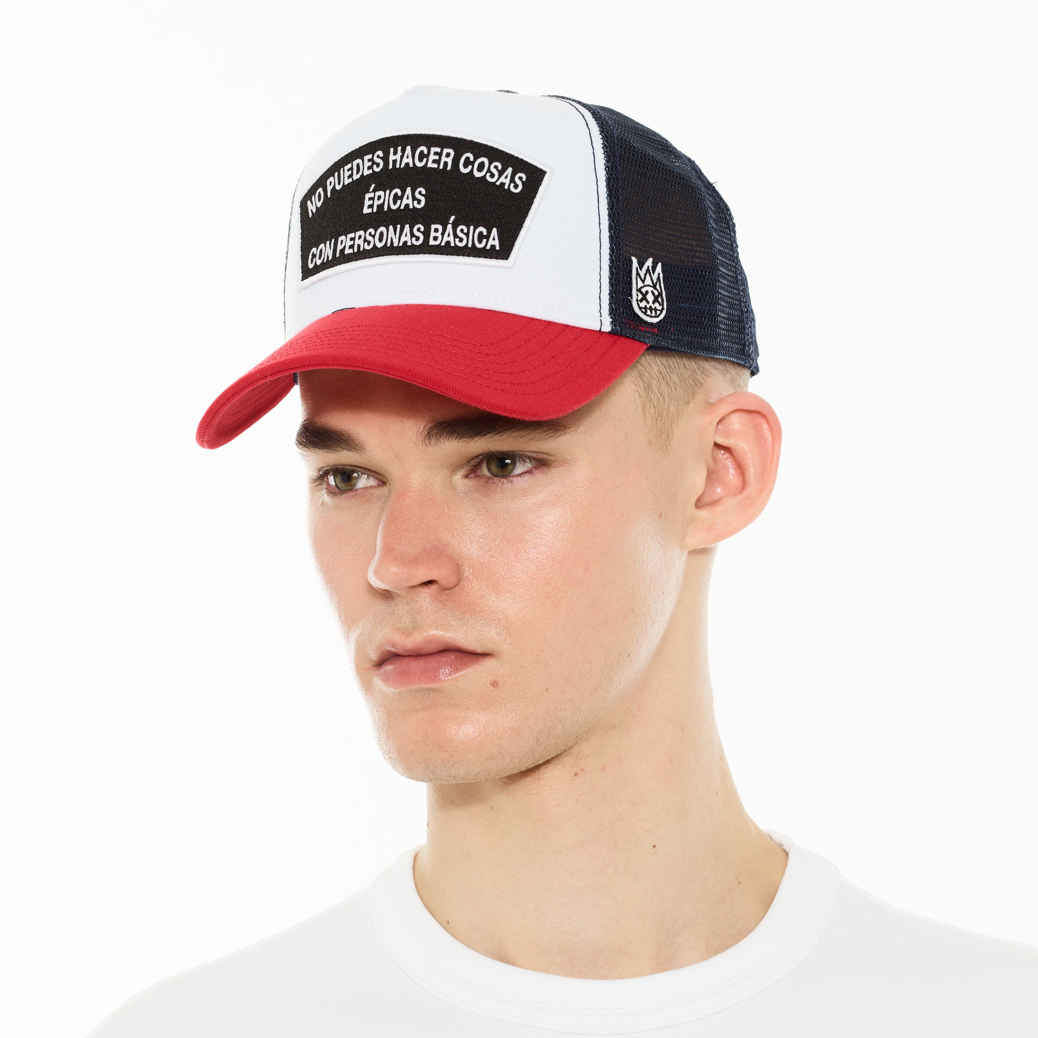 Cult's Logo Mesh Back Trucker Hat "Spanish Epic Shit" in White