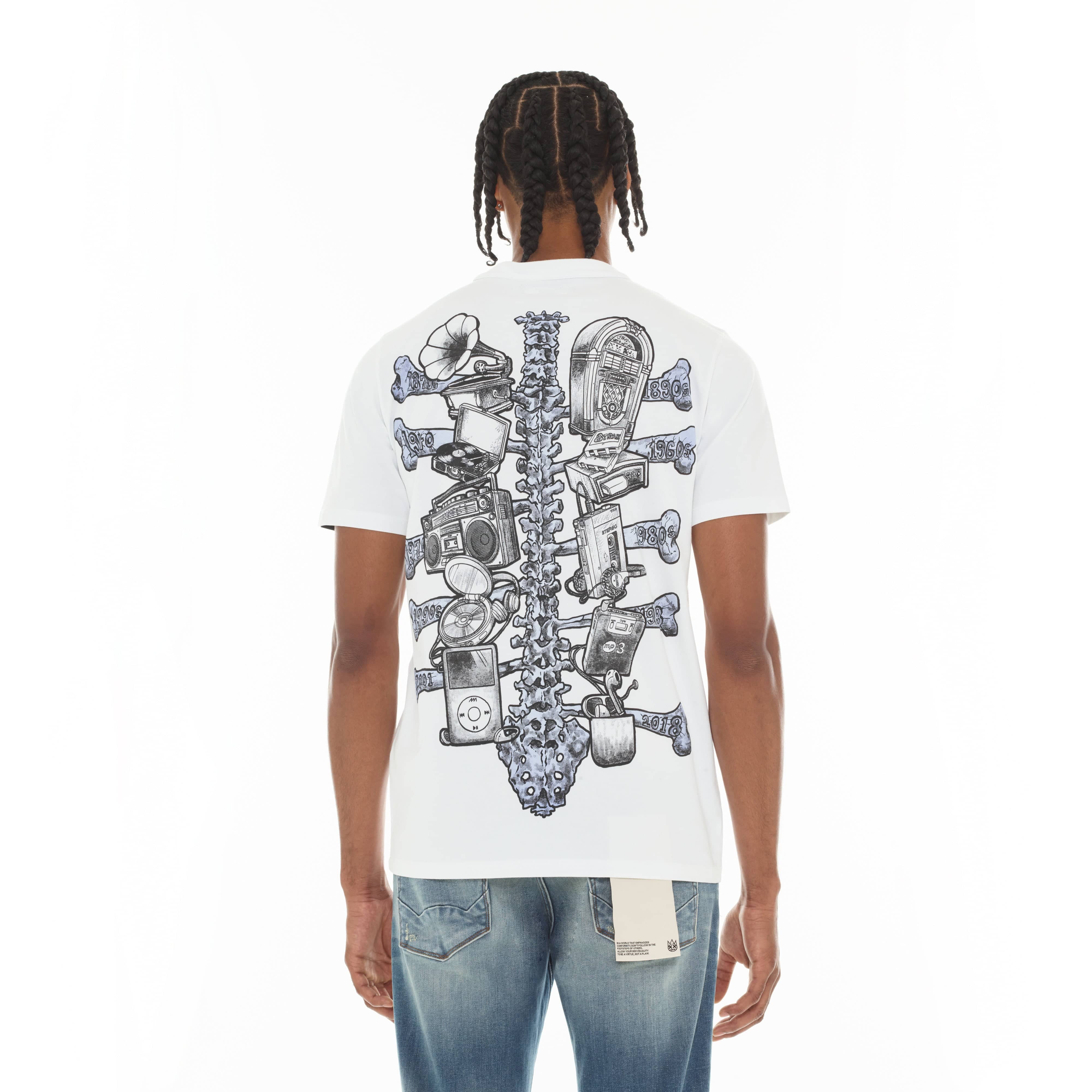 Cult's Short Sleeve Crew Neck Tee "Evolution" in White
