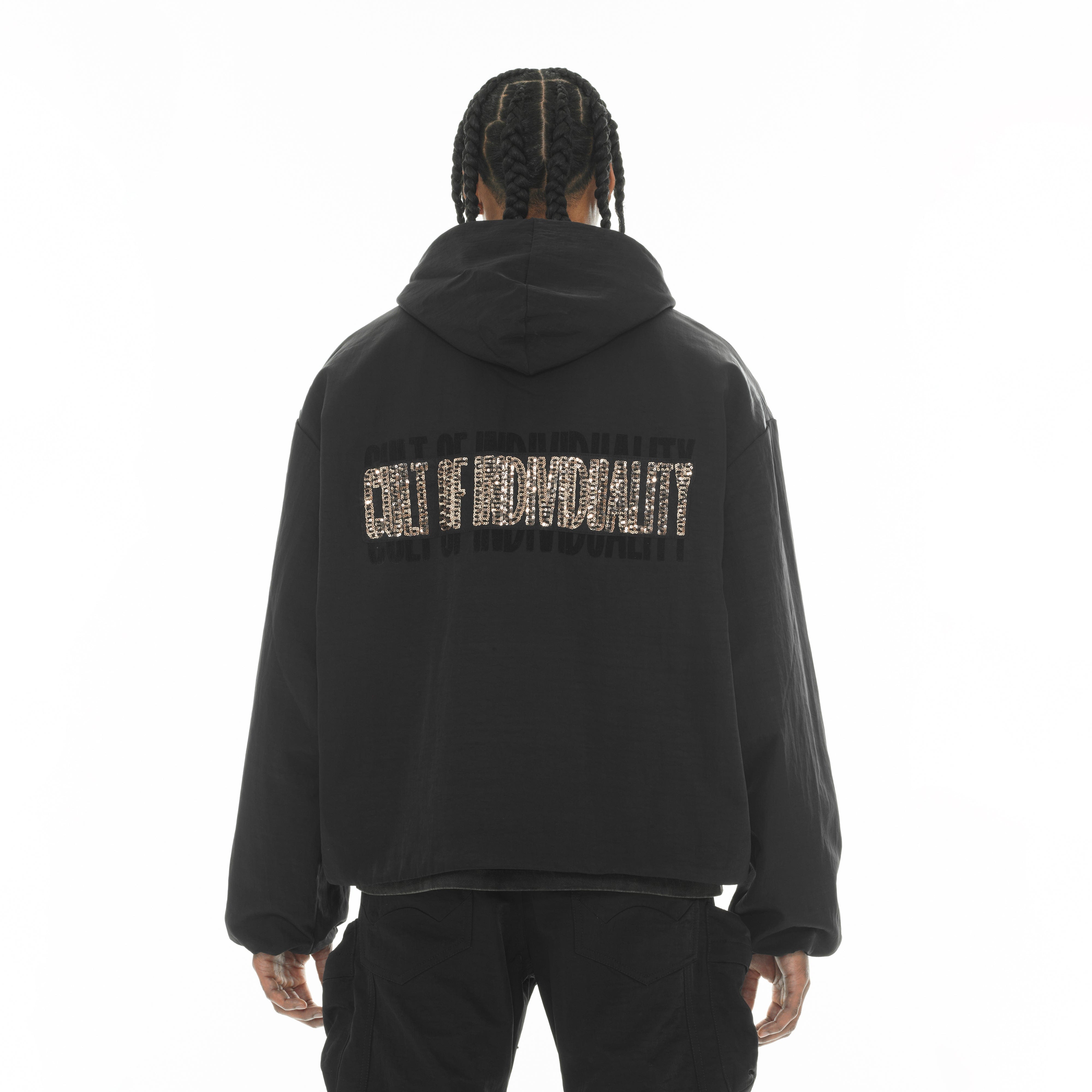 Cult's Oversized Coaches Jacket in Black Nylon