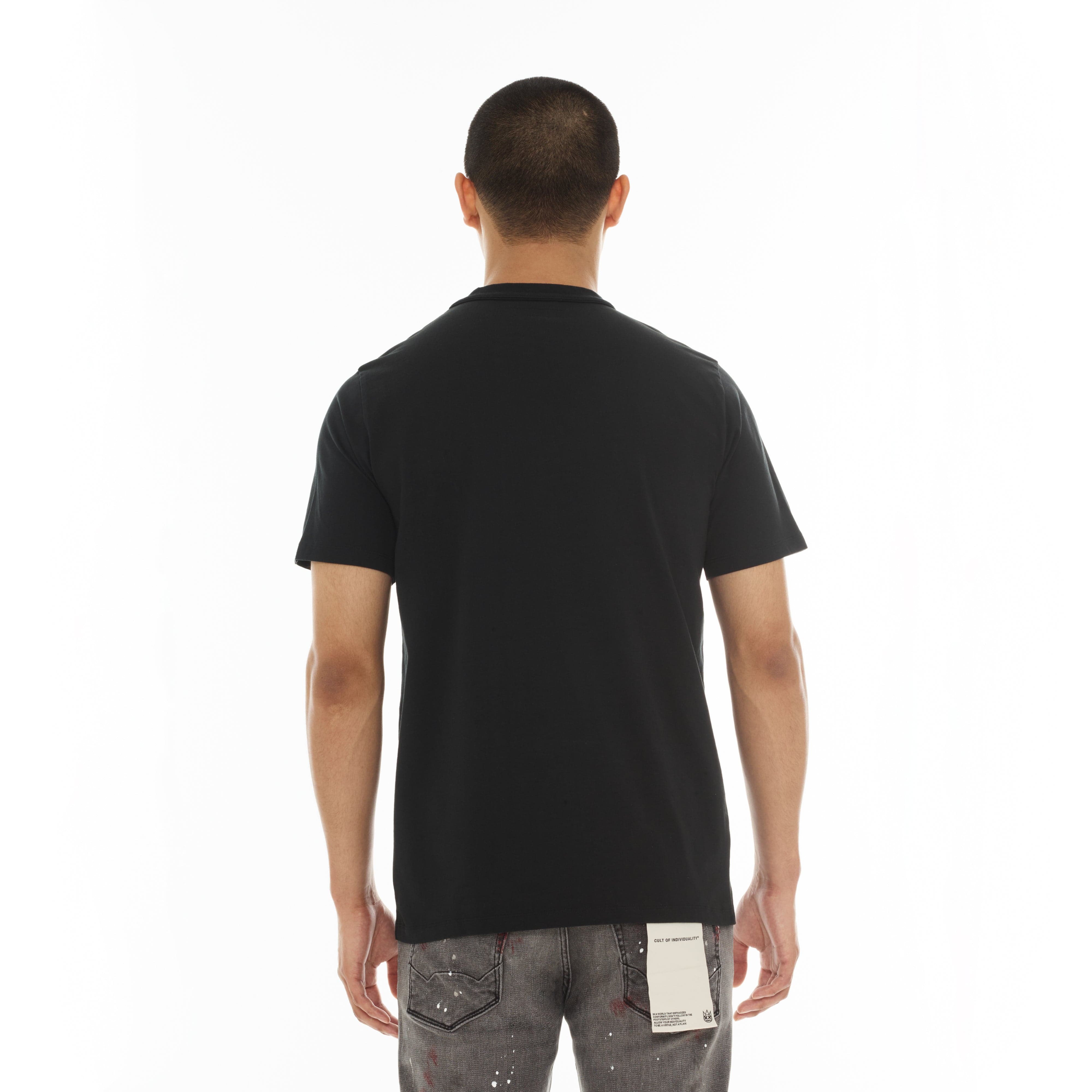 Cult's Short Sleeve Crew Neck Tee "You Fear Death, But Don’t Live" in Black