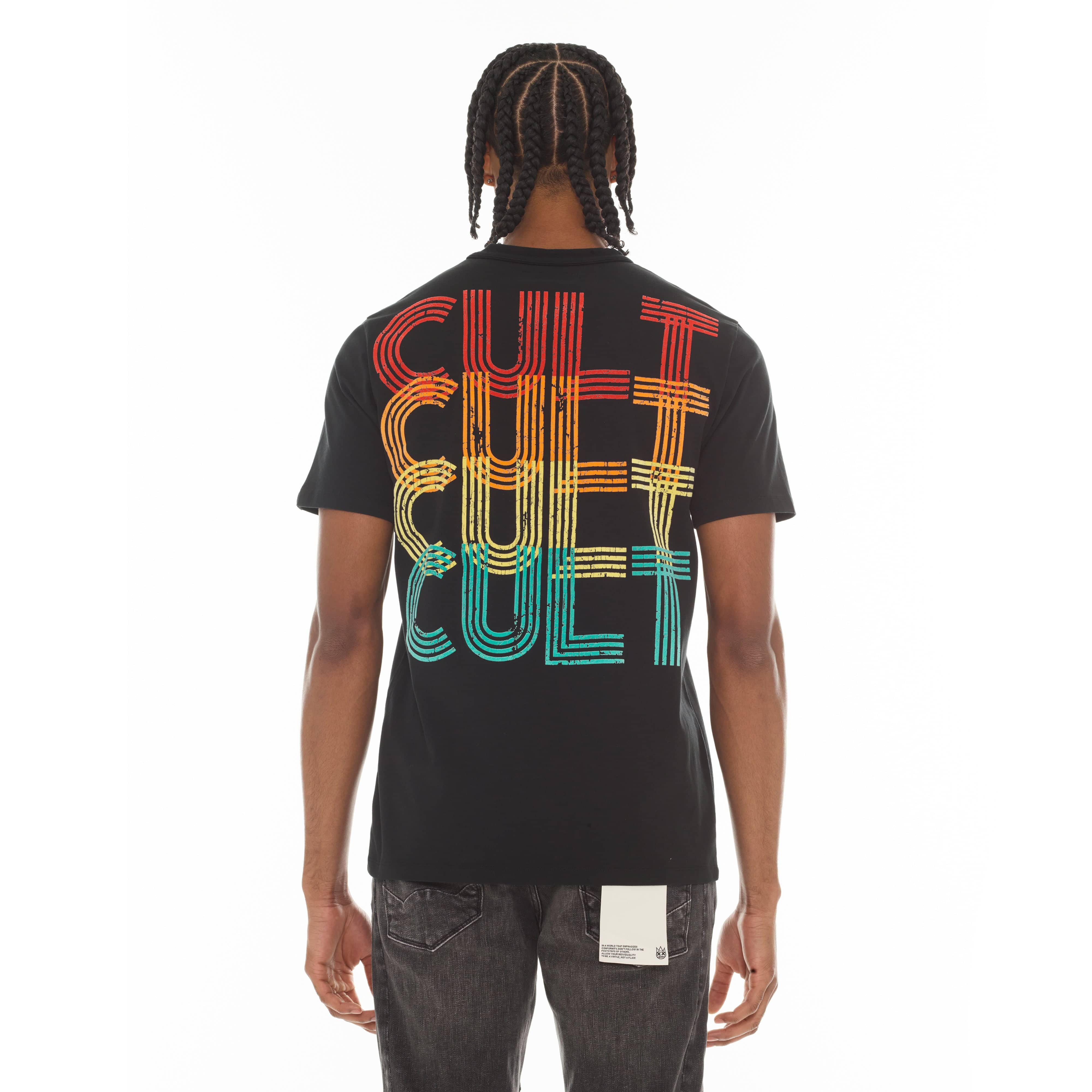 Cult's Heavyweight Short Sleeve Crew Neck Tee "Billiards" in Black