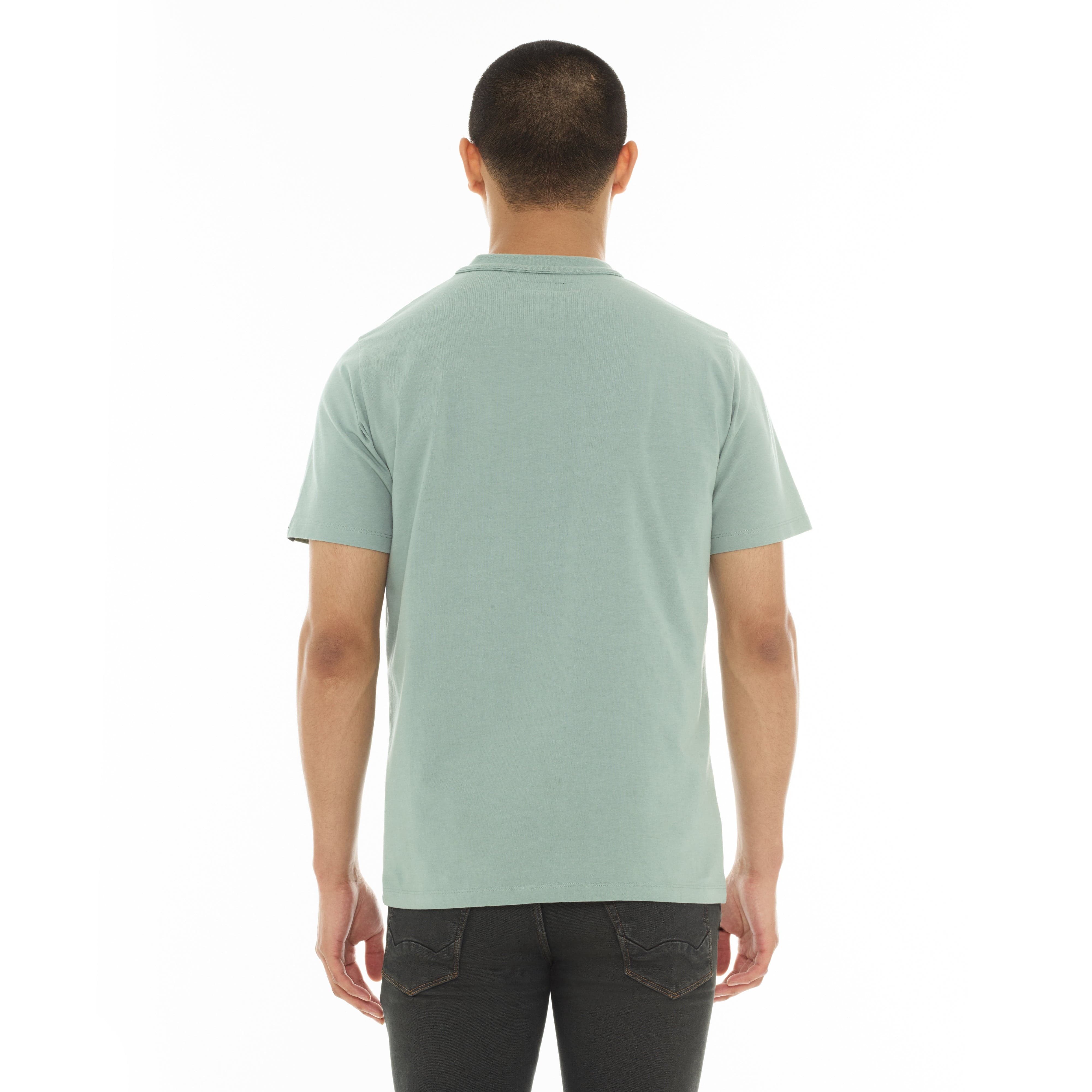 Cult's Heavyweight Short Sleeve Crew Neck Tee "Lion" in Granite Green