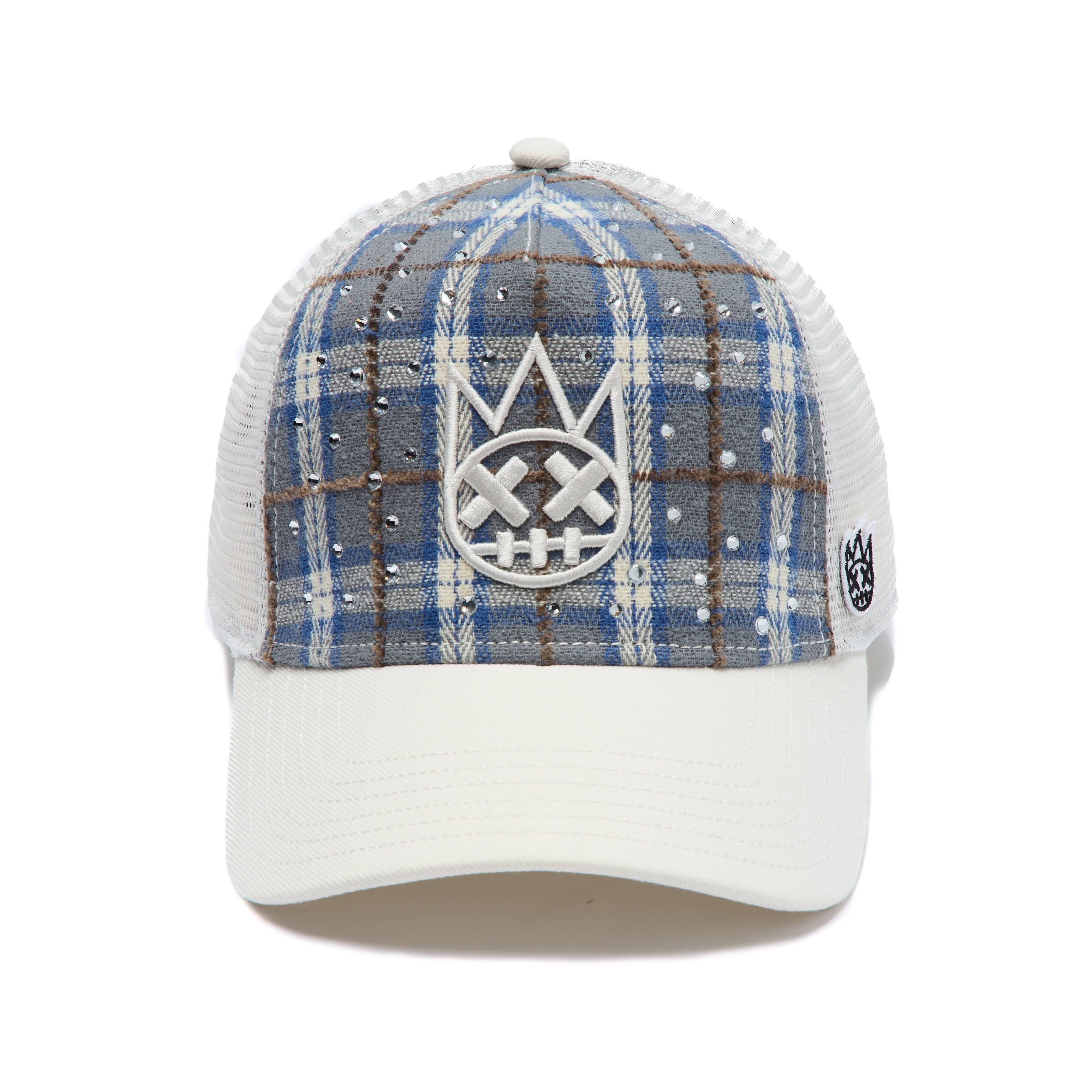 Cult's Mesh Back Trucker Hat "Plaid" In Blue Plaid