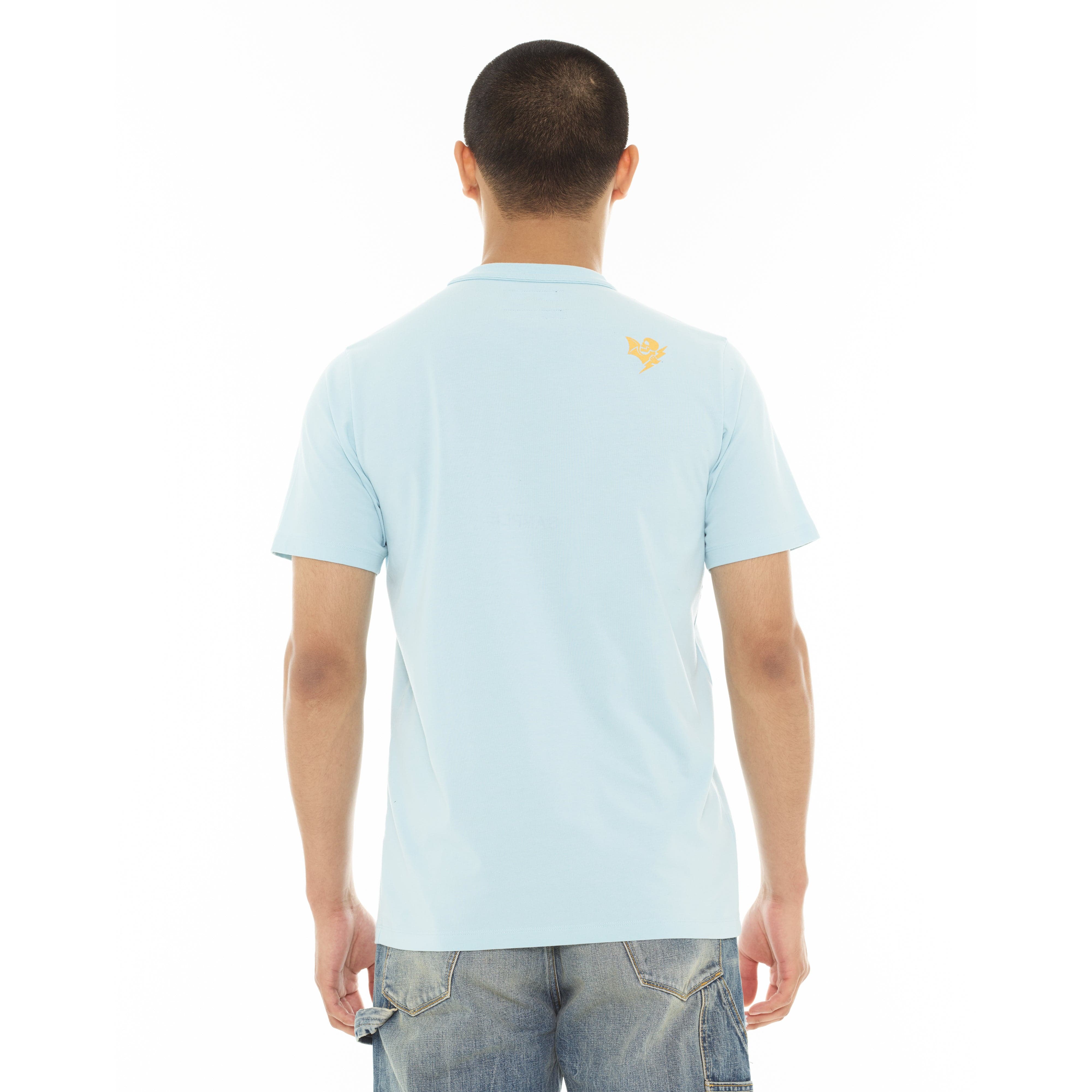 Cult's Lucky Bastard Short Sleeve Crew Neck Tee "Hollywood Beach" in Blue Glow