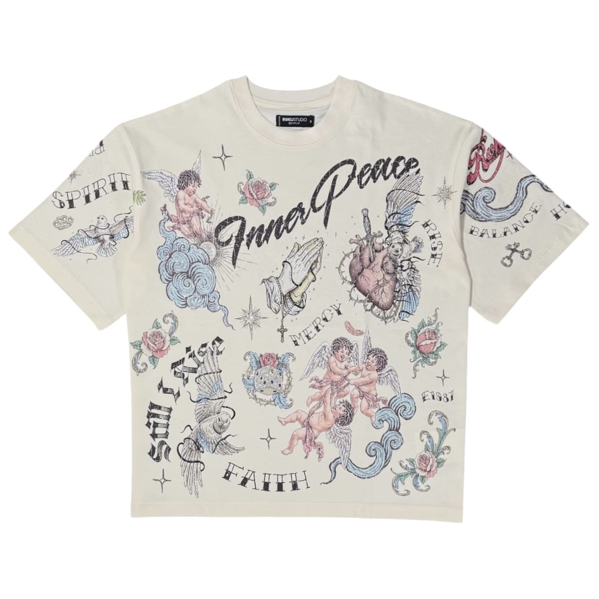 Roku Studios Faith Faded Boxy Tee (Eggshell) RK1482091-EGG