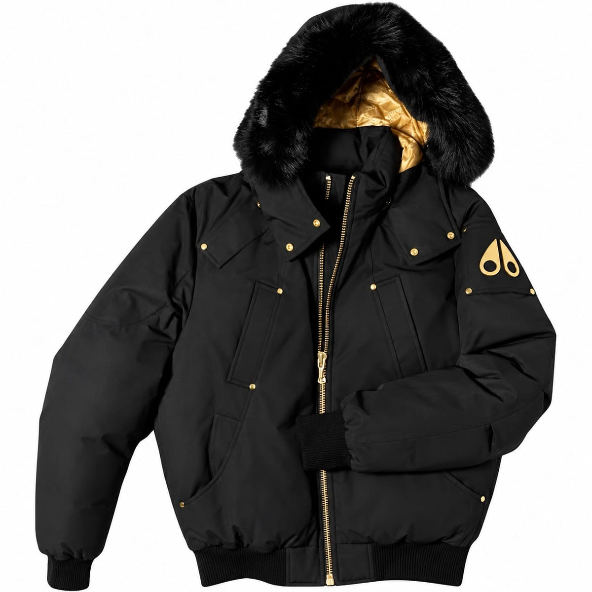 Moose Knuckles Gold Series Original Ballistic Bomber Jacket (Black/Gold)