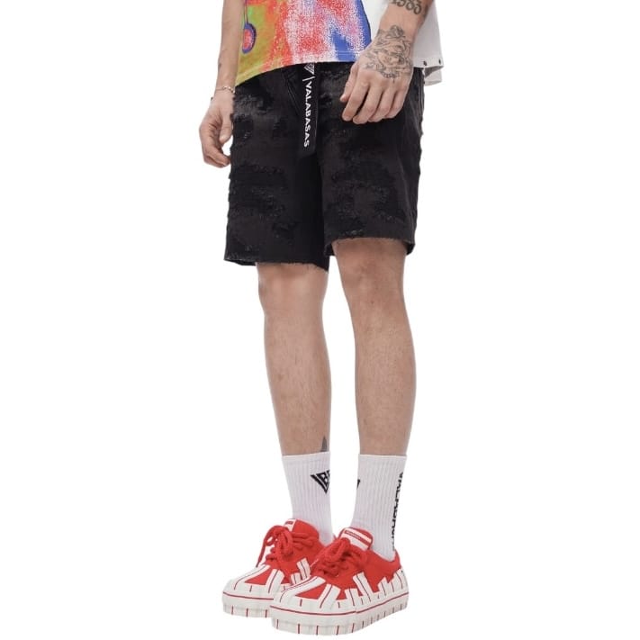 Valabasas Incise Denim Shorts (Grey Wash) VLBS-VSH1-1009