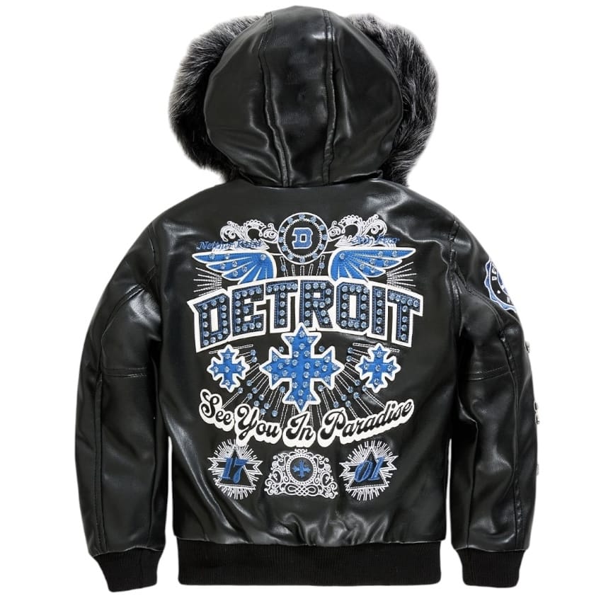 Kids See You In Paradise Motor City Hooded Bomber Jacket (Black) 91746K