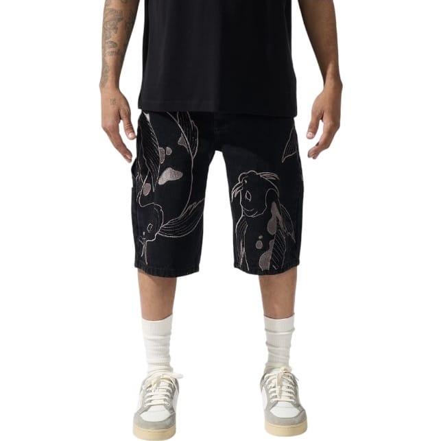 Serenede Koi Denim Shorts (Black)