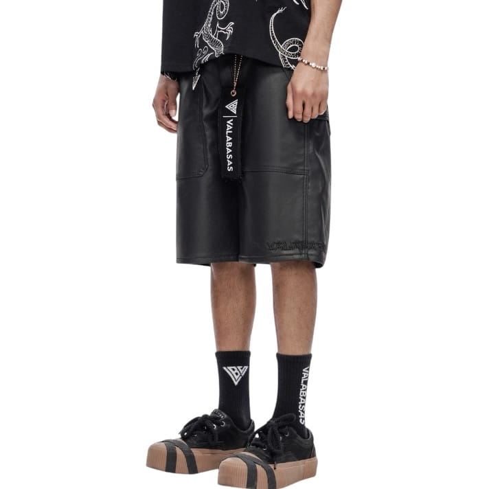 Valabasas Kuroto Waxed Denim Shorts (Black Waxed) VLBS-VSH1-1023
