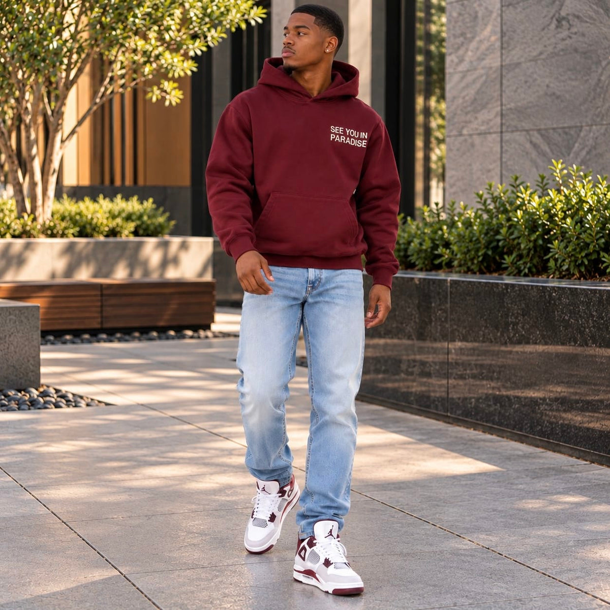 See You In Paradise Wingspan Hoodie (Wine/Cream) 8816H