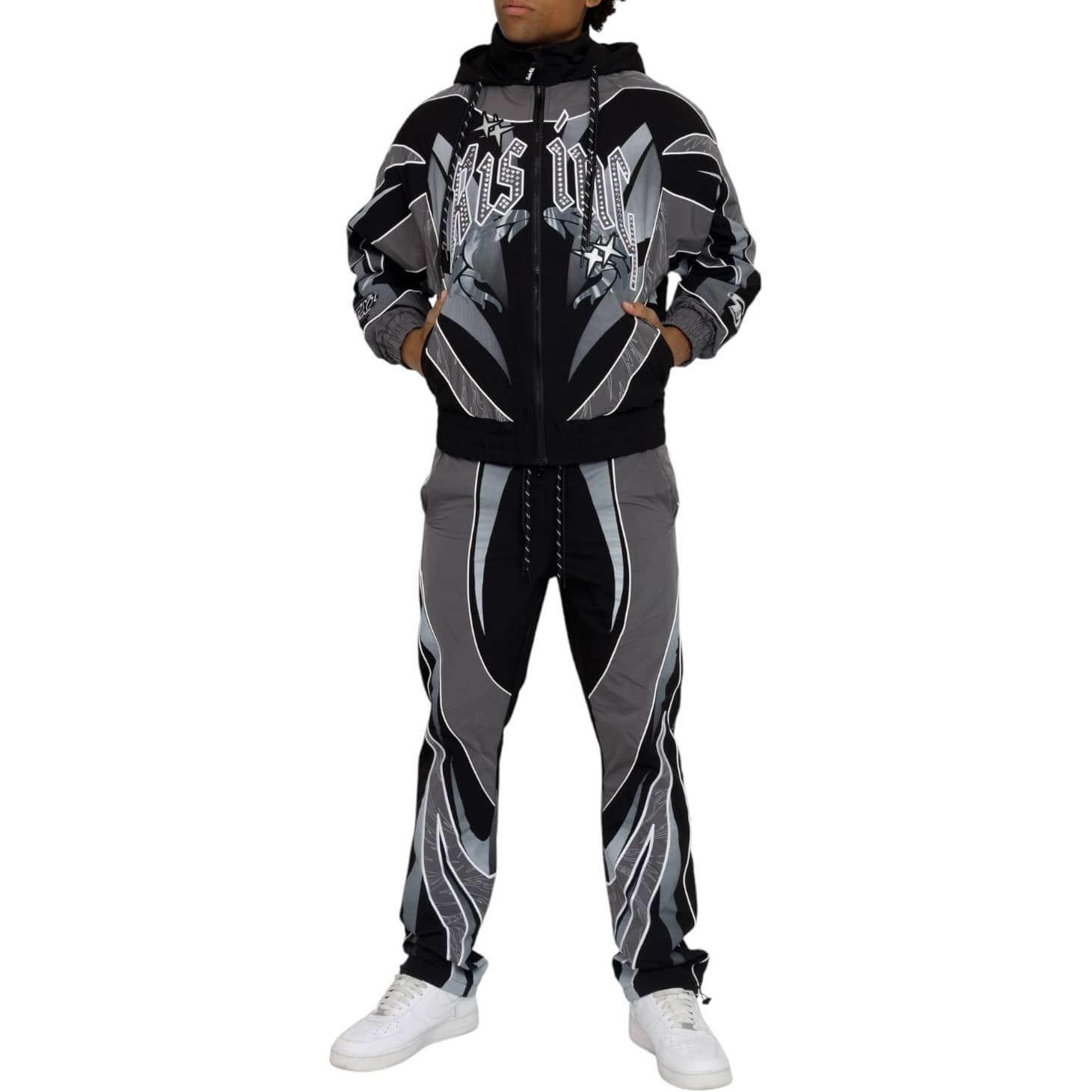 Smoke Rise Rising Colorblock Windbreaker Jacket & Pants Set (Castlerock)