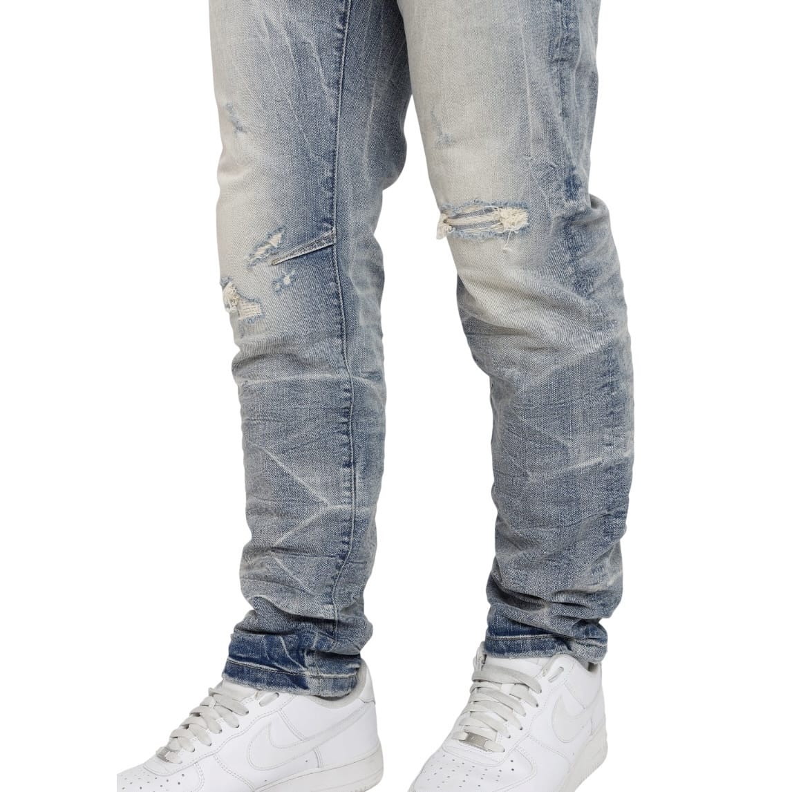 Smoke Rise Honeycomb Effect Washed Jeans (Highland Blue) JP26F205