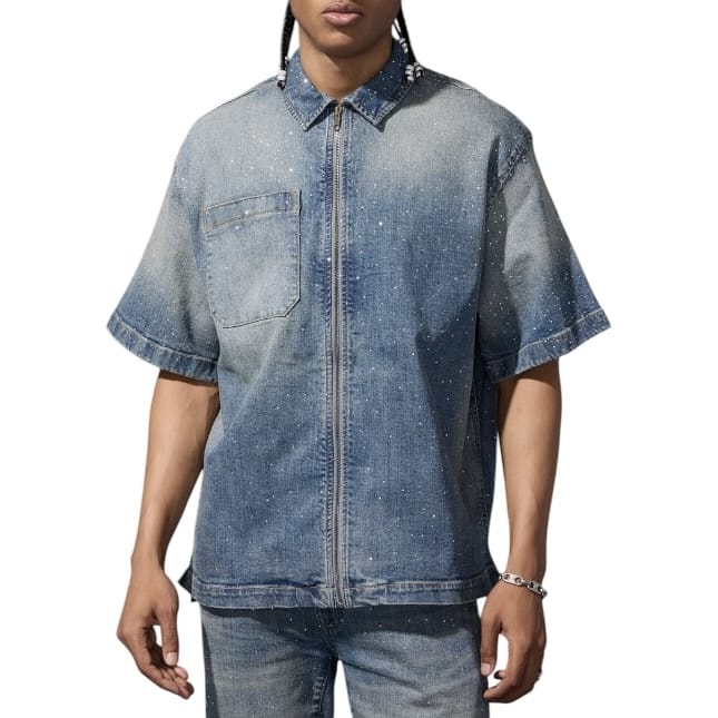 Jordan Craig Radiant Denim Zip Up Shirt (Lager) 2082