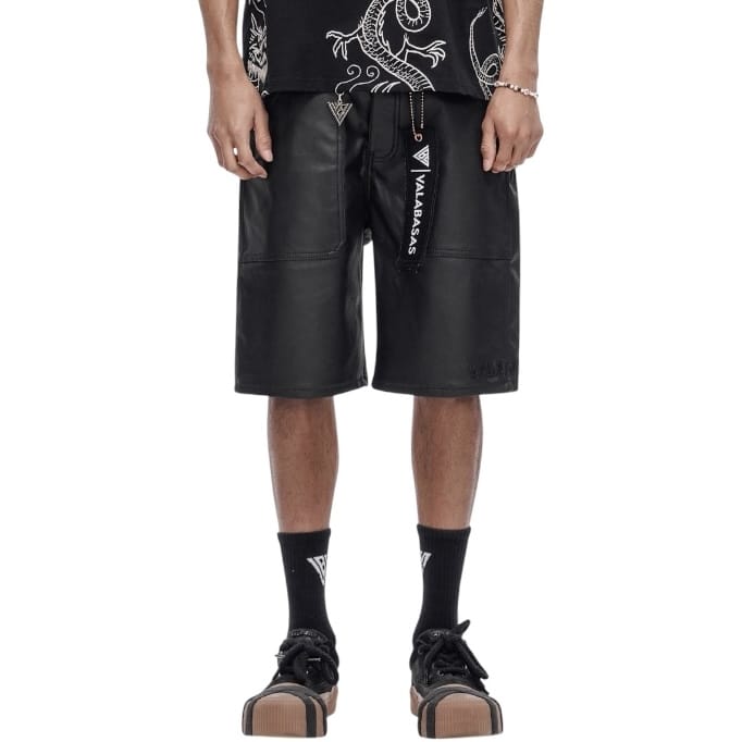 Valabasas Kuroto Waxed Denim Shorts (Black Waxed) VLBS-VSH1-1023