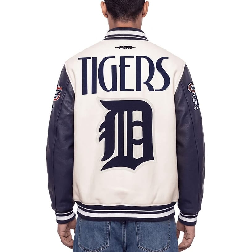 Pro Standard MLB D. Tigers Original Players Varsity Jacket (Eggshell/M.Navy)