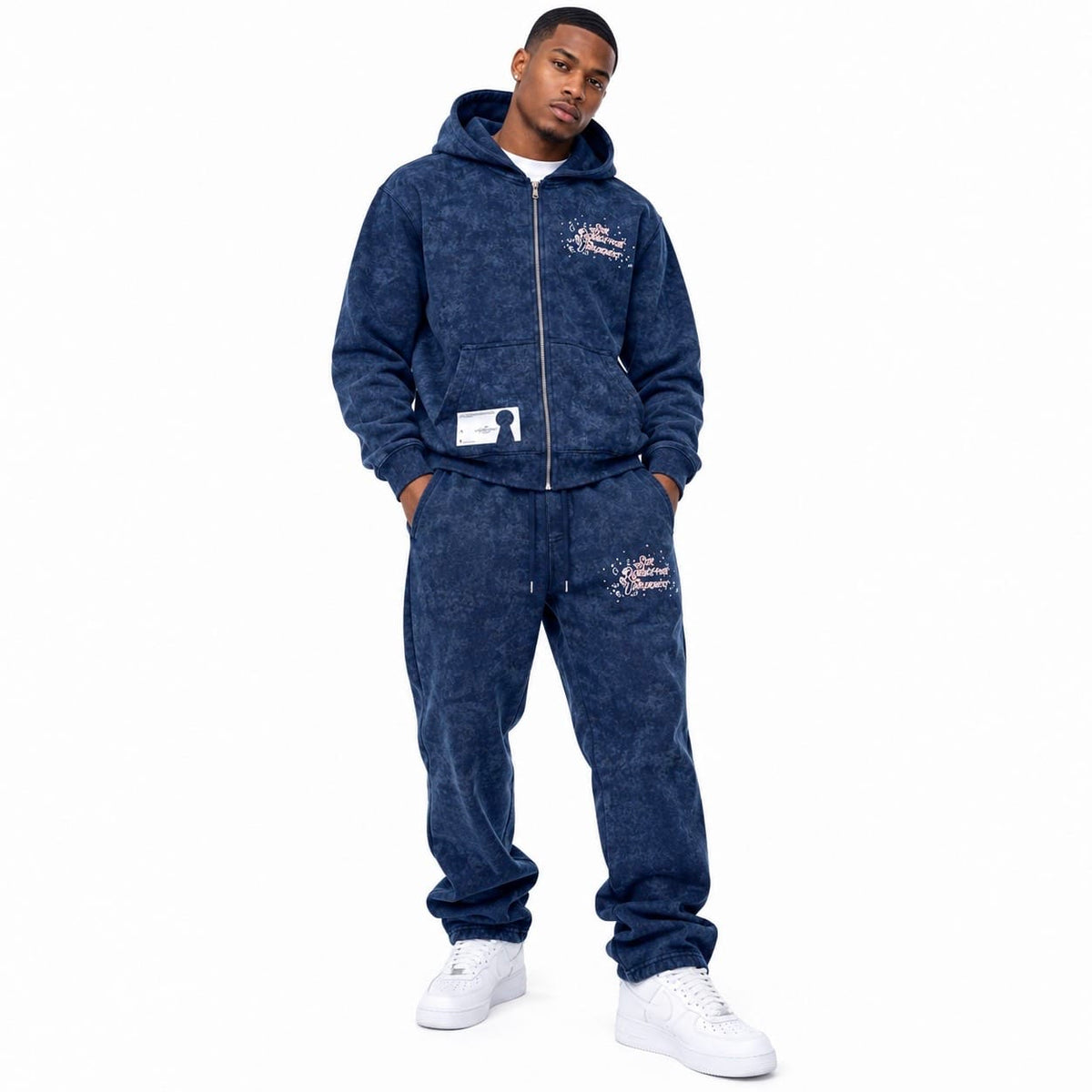 By Appointment Only Past Behind Us Zip Hoodie & Sweatpants Set (Blue)