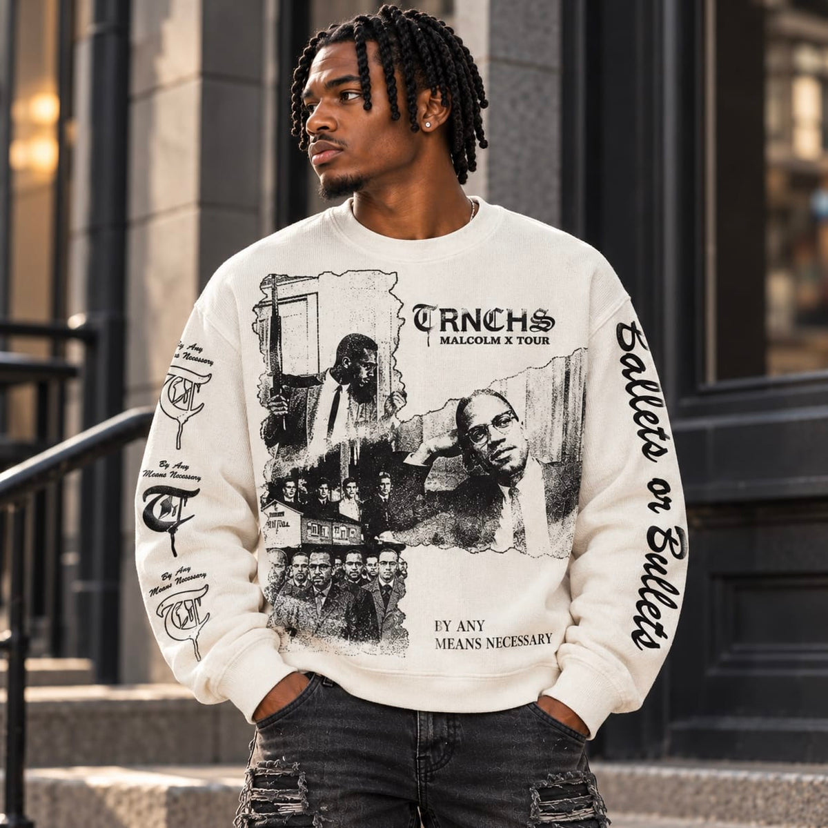 Trnchs X Malcom Crewneck (White) TC-S26-6012