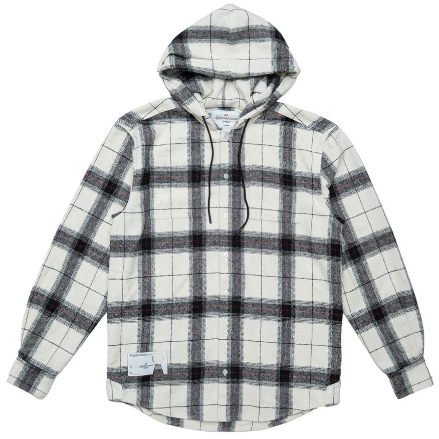 By Appointment Only Tensions Embroidered Hooded Flannel (Cream/Black)