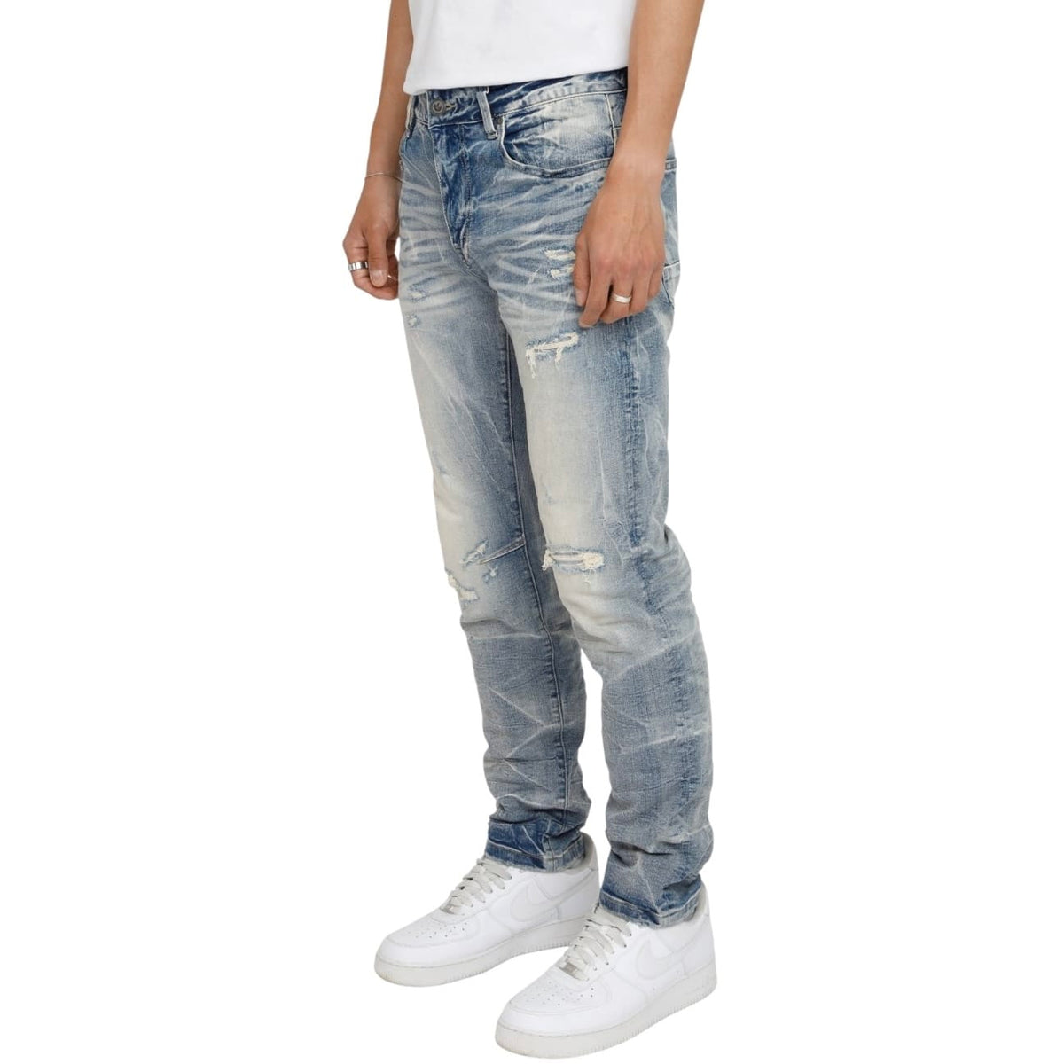 Smoke Rise Honeycomb Effect Washed Jeans (Highland Blue) JP26F205