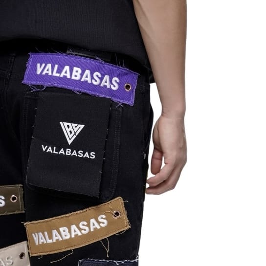 Valabasas Banner Denim Shorts (Jet Black) VLBS-VSH2-1031