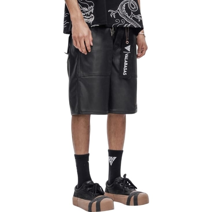 Valabasas Kuroto Waxed Denim Shorts (Black Waxed) VLBS-VSH1-1023