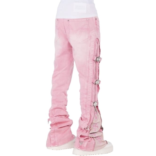 Guapi French Rose Cross Buckle Denim Jean (Rose Pink) 874FRCBD
