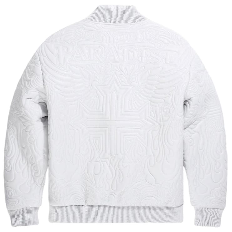 See You In Paradise Flaming Cross Stitched Bomber Jacket (L/Grey) 91685