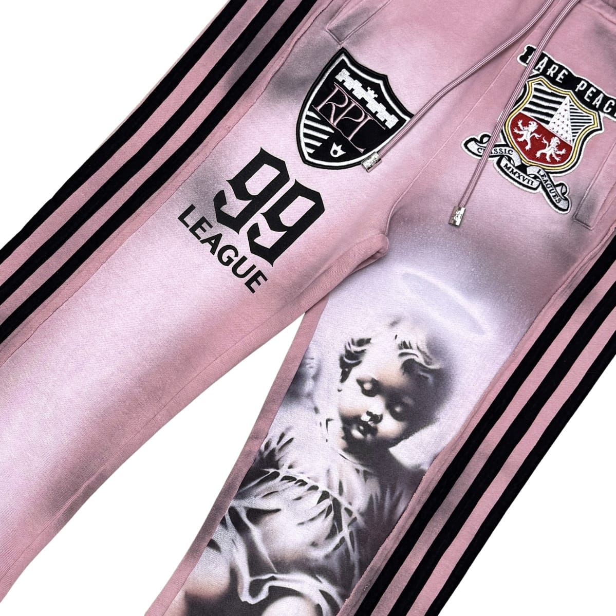 Rare Peace Cut & Sew Zip Hoodie & Jogger W/ Patches Set (Dust Pink)