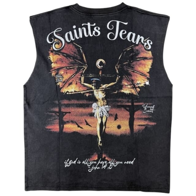 Foreign Brand Young Saint Pearl Tank Top Tee (Black)