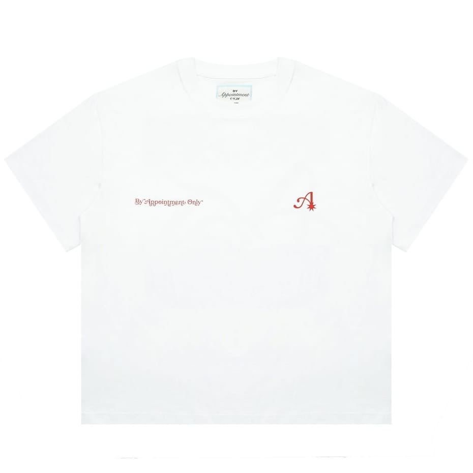 By Appointment Only Charm Tee (White/Red) BAO-SU26-028
