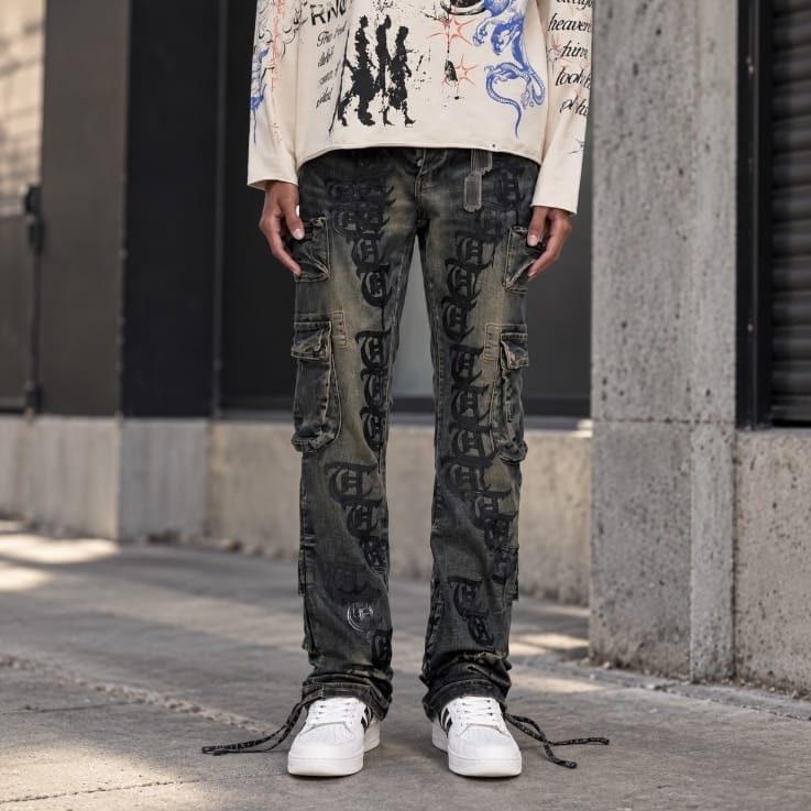 Trnchs Khandaq Cargo Denim (Medium Blue) TC-25-059