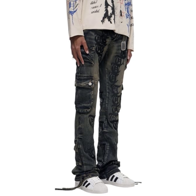Trnchs Khandaq Cargo Denim (Medium Blue) TC-25-059