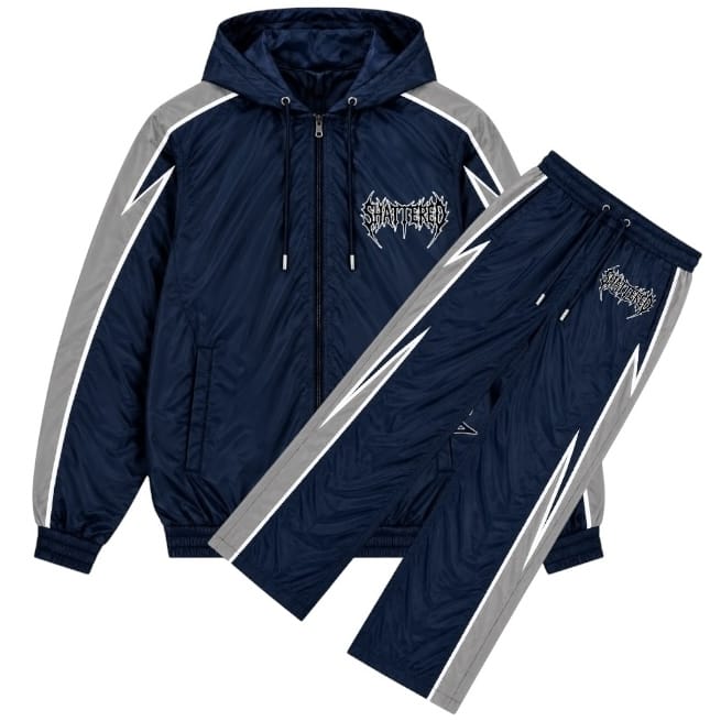 Shattered Hearts Peekaboo Nylon Set (Navy)