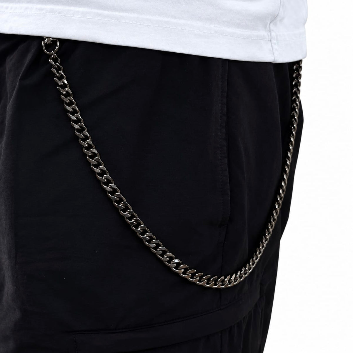 Jewelry Essentials Solid Cuban Link Pant Chain (Black) BKC-208BK