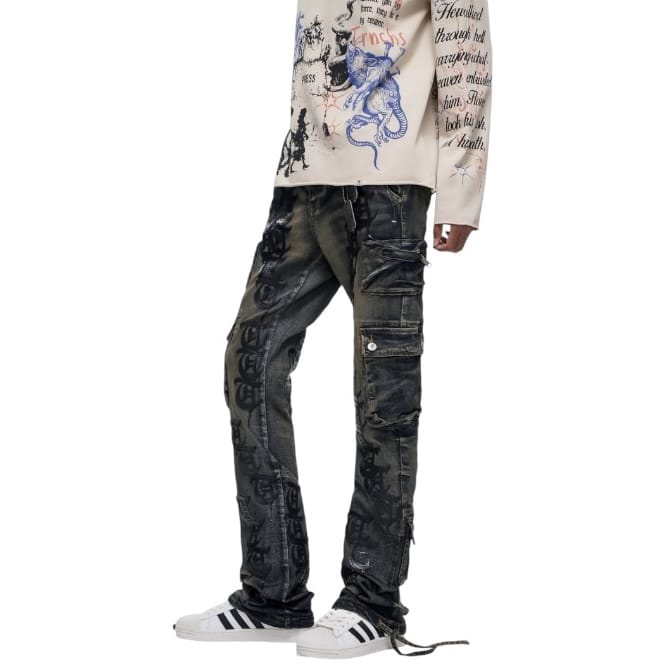 Trnchs Khandaq Cargo Denim (Medium Blue) TC-25-059