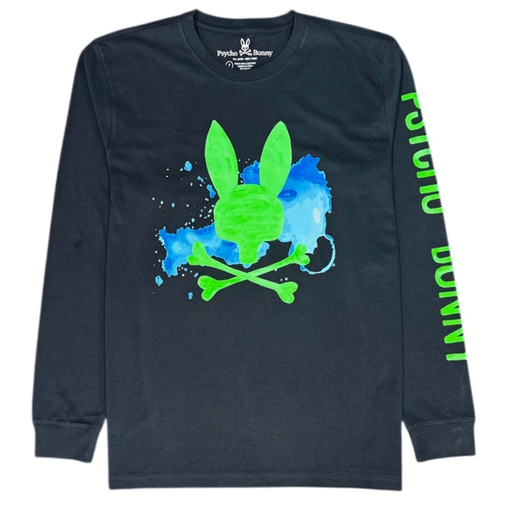 Psycho Bunny Mallette Long Sleeve Graphic Tee (Navy) B6T620R1PC