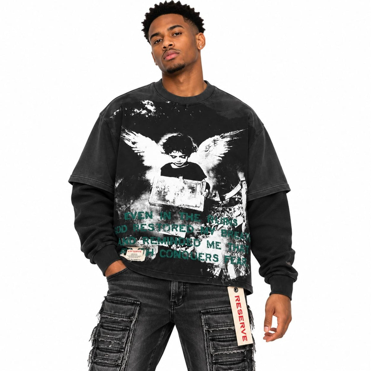 GFTD La 777 Crewneck Long Sleeve Tee (Black)